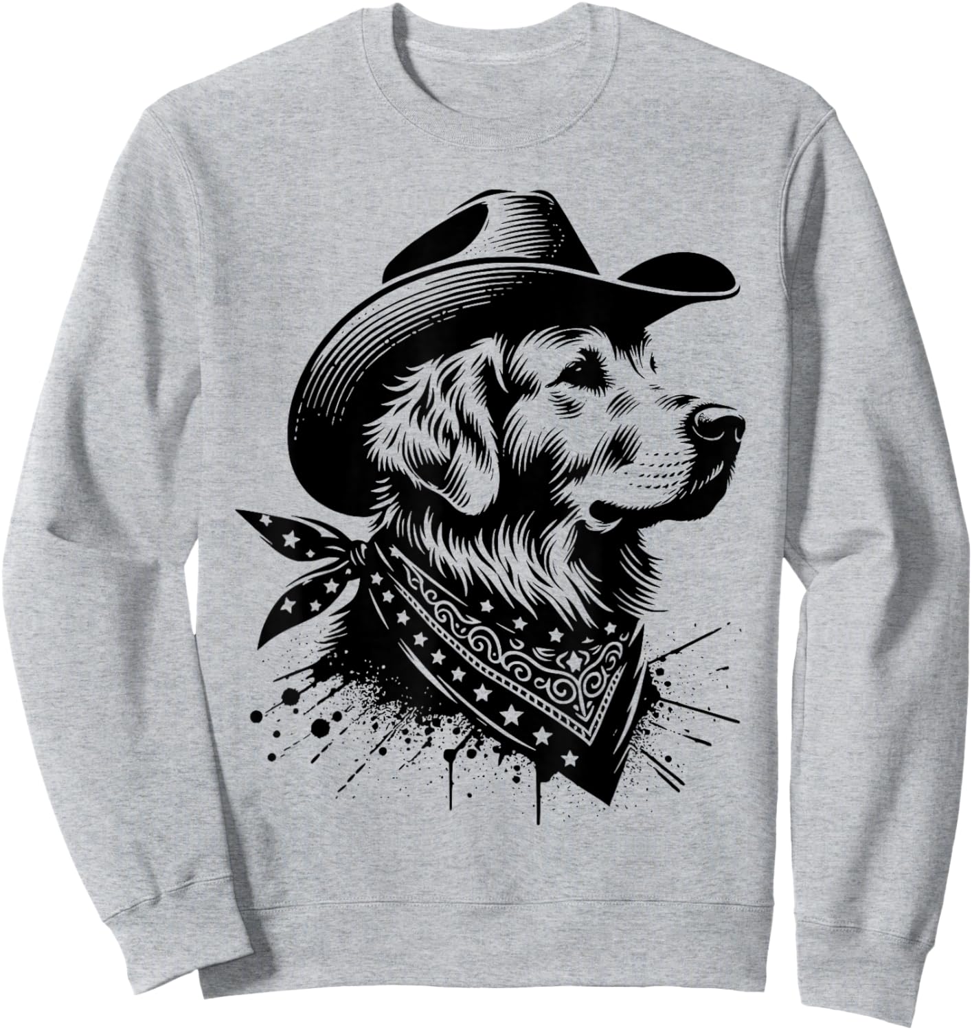 Funny Golden Retriever Cowboy Vintage Western Dog Lover Sweatshirt - Sweatshirt | Ash