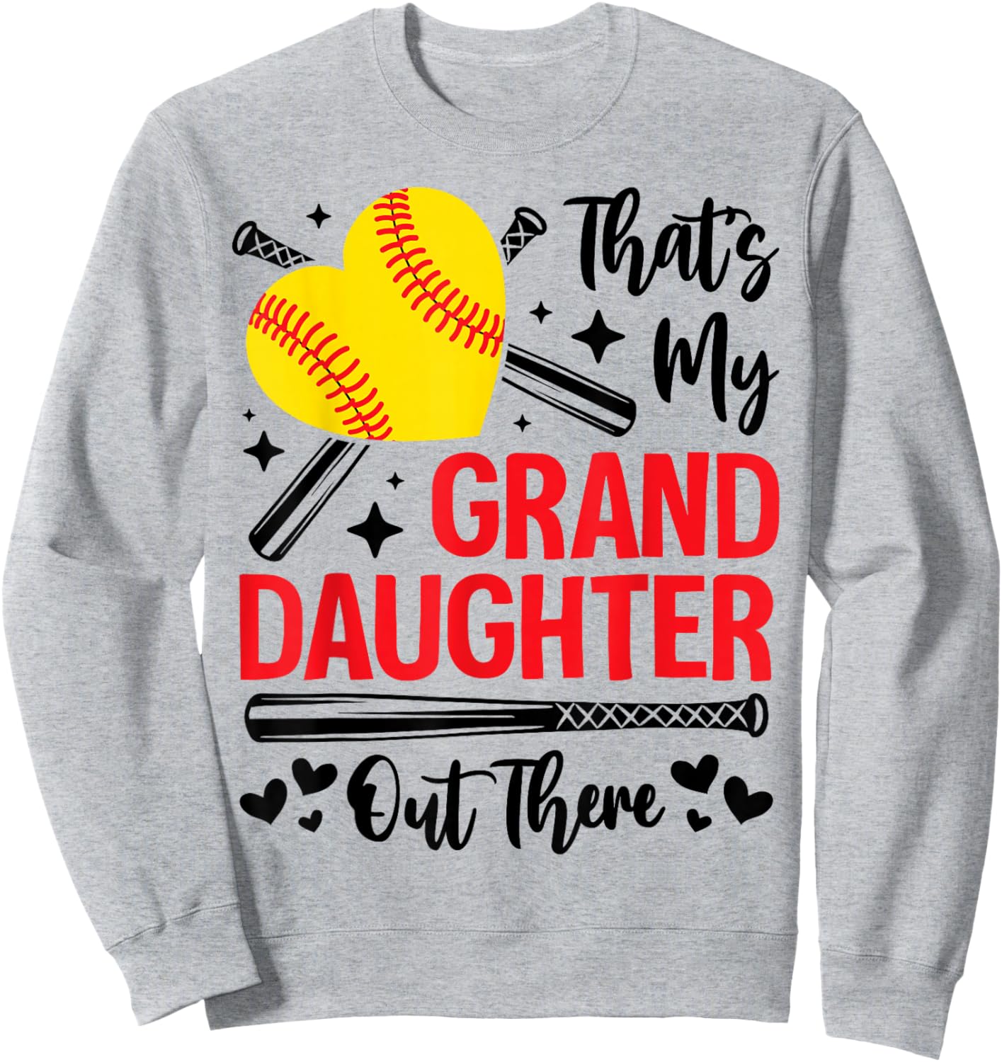 That's My Granddaughter Out There Softball Grandma Grandpa Sweatshirt - Sweatshirt | Ash