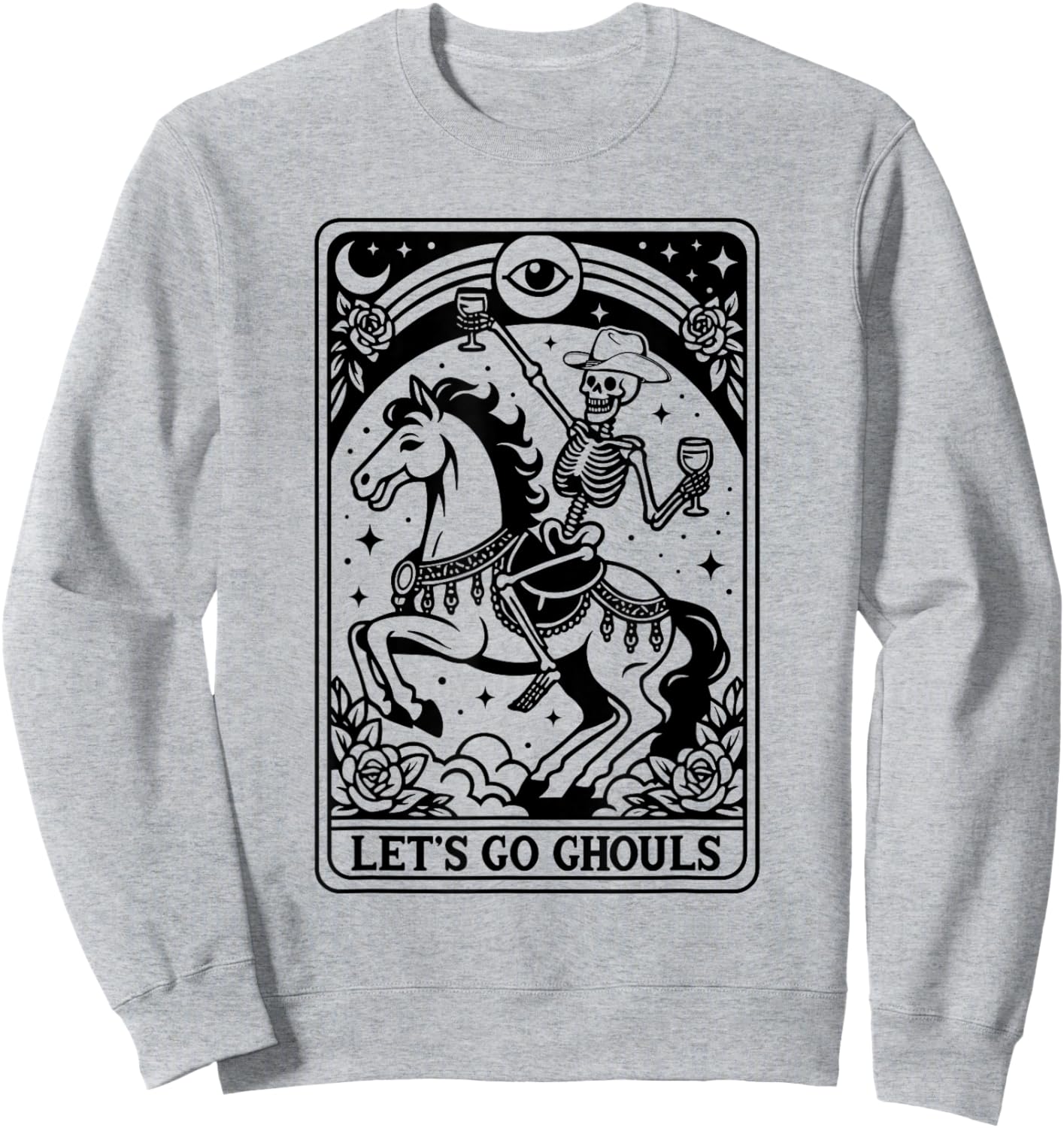 Let's Go Ghouls Skeleton Cowgirl Tarot Card Bachelorette Sweatshirt - Sweatshirt | Ash