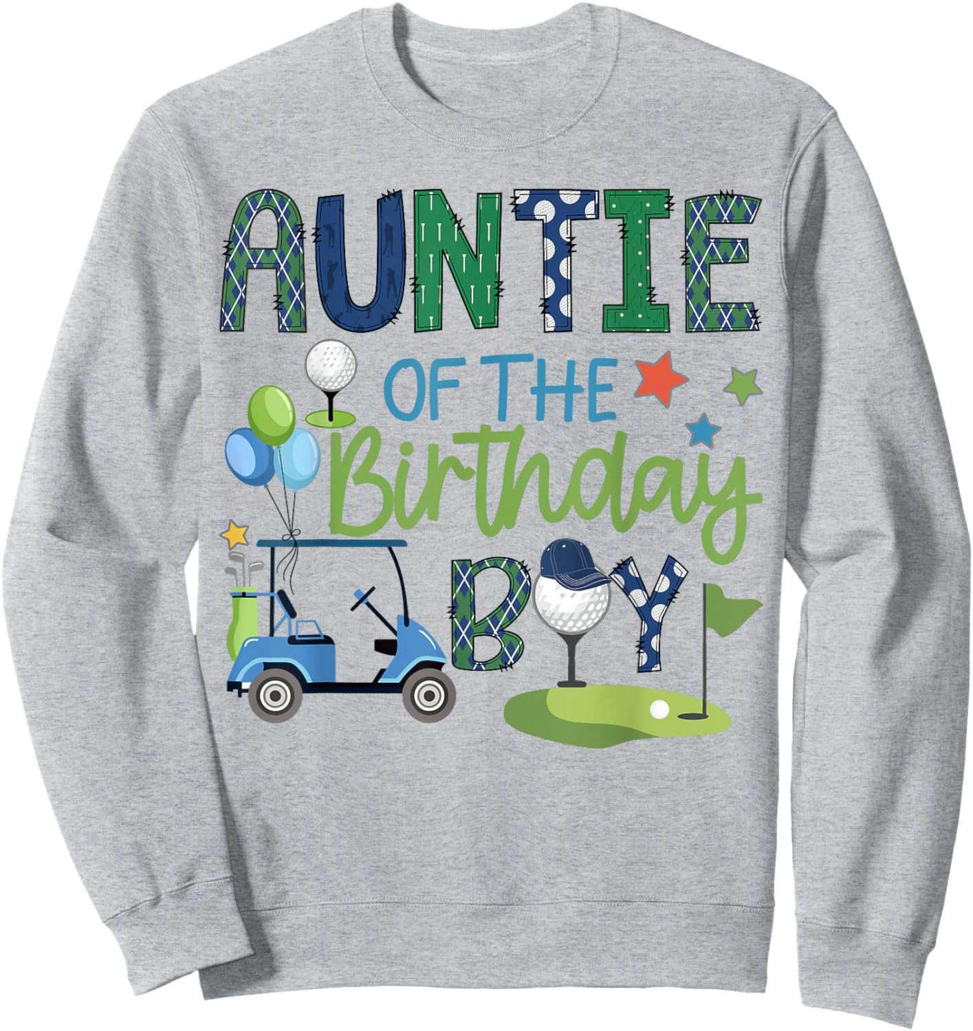 Auntie Of The Birthday Boy Hole in One Golf Sport Sweatshirt - Sweatshirt | Ash