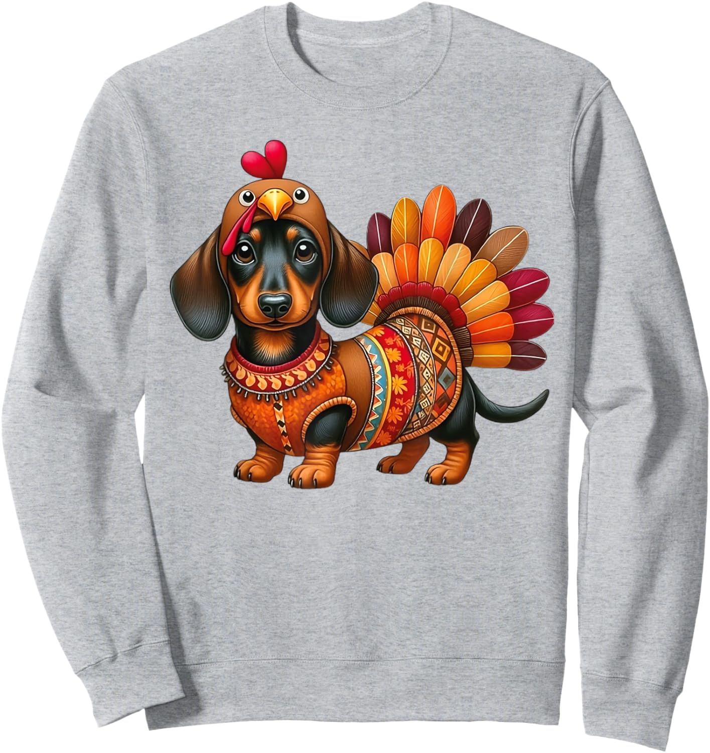 Cute Thanksgiving Turkey Weiner Dachshund Dog Costume Sweatshirt - Sweatshirt | Ash