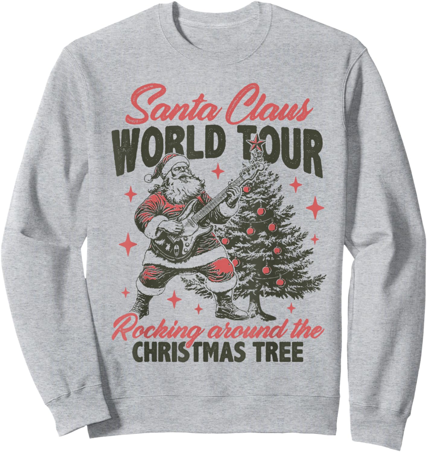 Santa Claus World Tour Rocking Around The Christmas Tree Sweatshirt - Sweatshirt | Ash