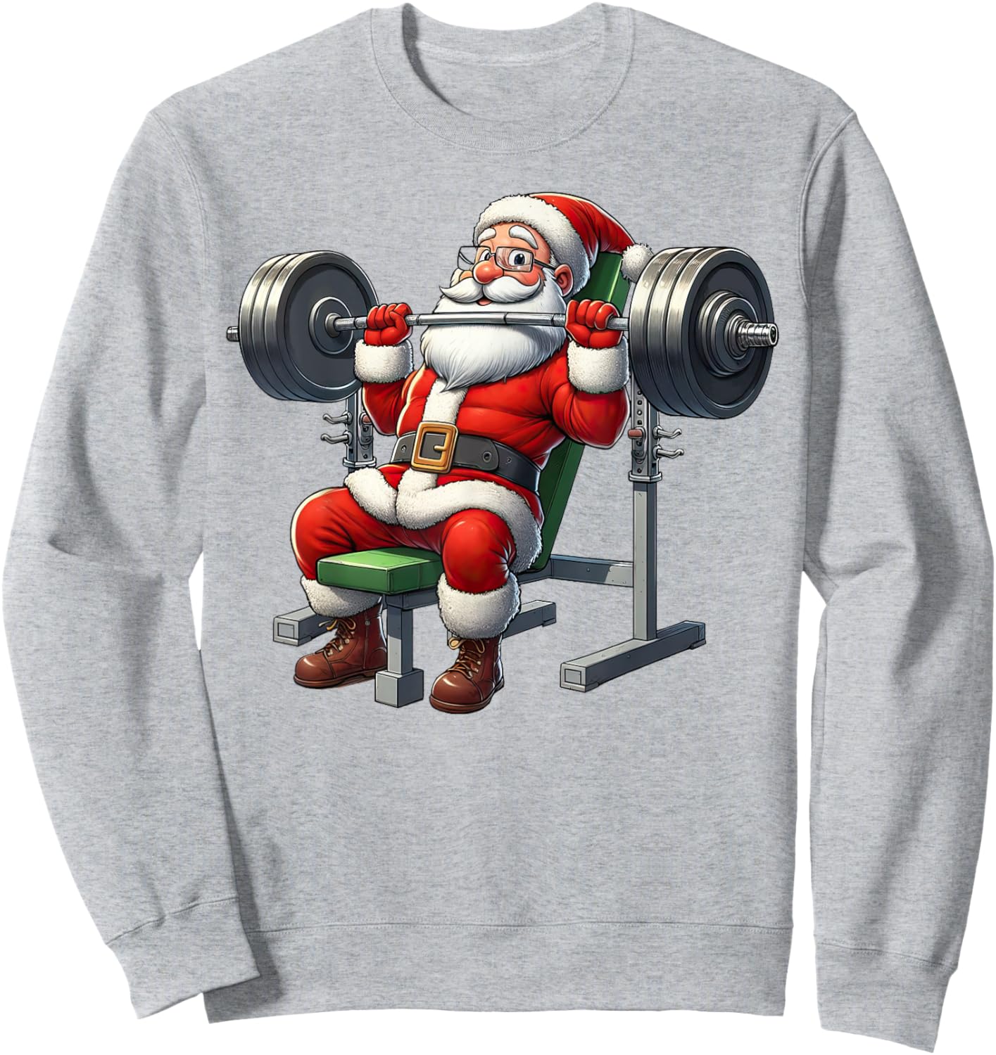 Santa Weightlifting Gym Funny Christmas Fitness Sweatshirt - Sweatshirt | Ash