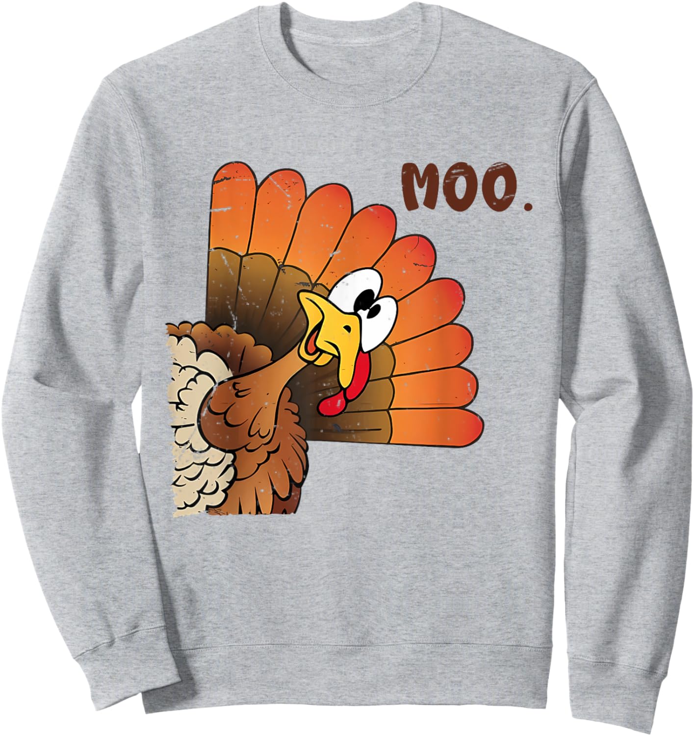 Funny Thanksgiving Cute Turkey Moo I'm A Cow Men Women Kids Sweatshirt - Sweatshirt | Ash