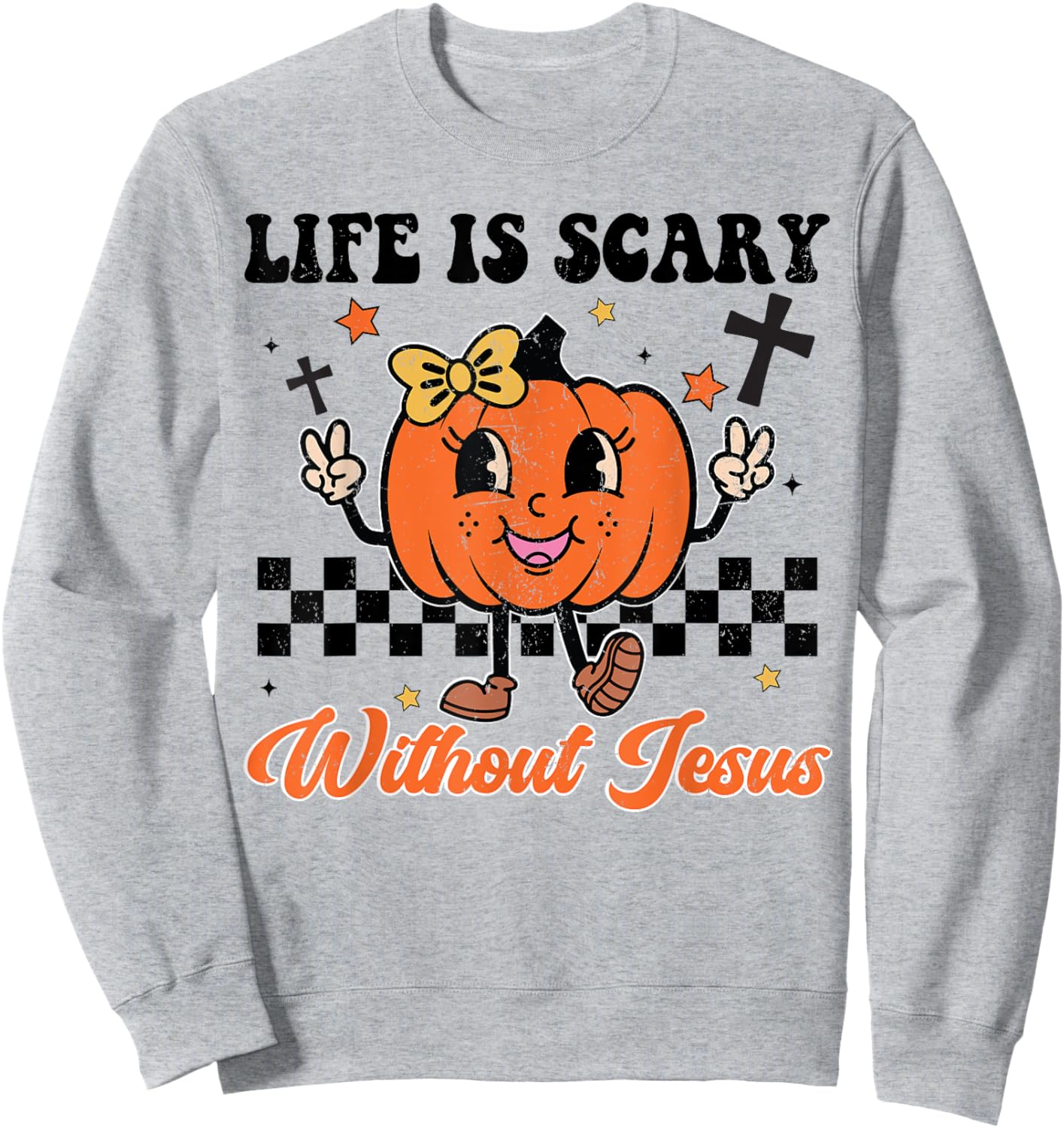 Life Is Scary Without Jesus Girl Toddler Christian Halloween Sweatshirt - Sweatshirt | Ash