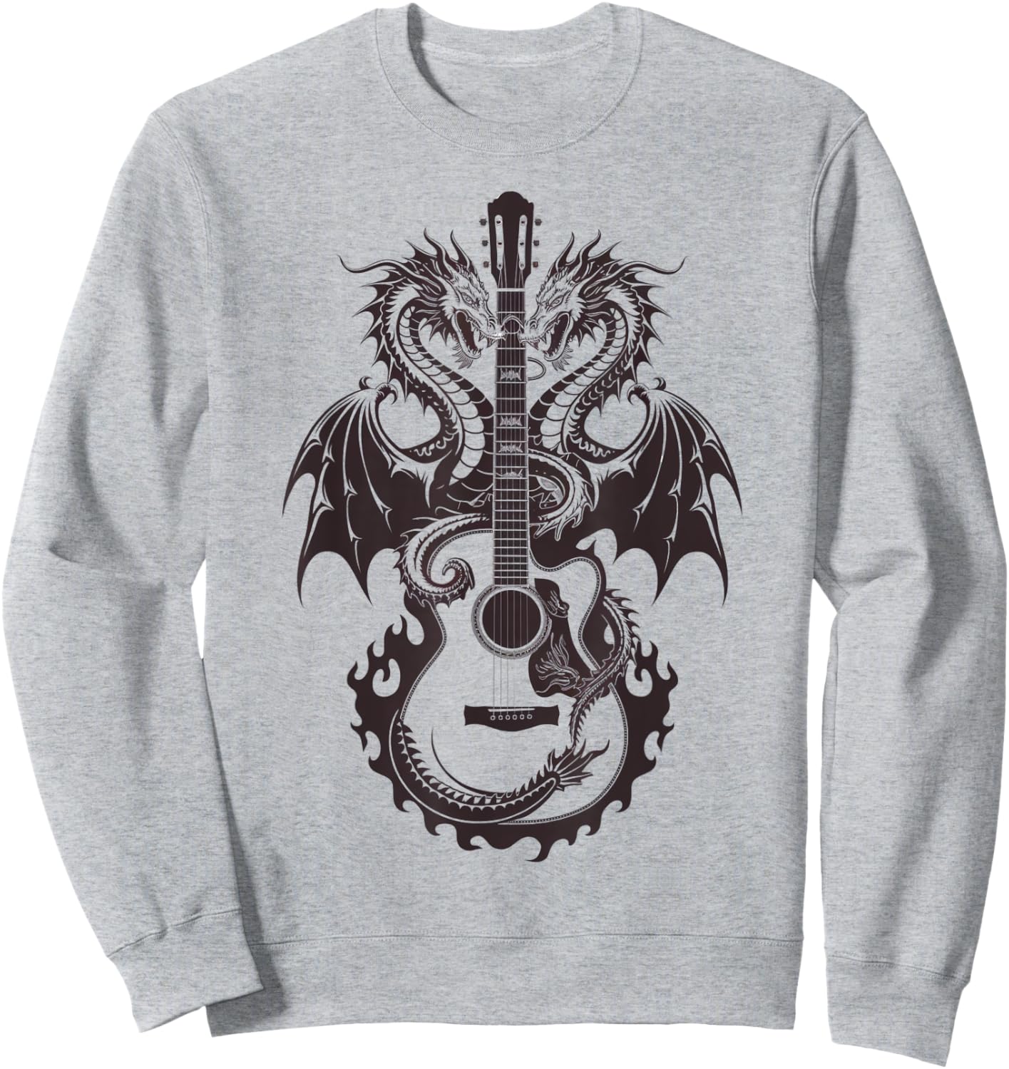 Mystical Dragon Guitar Fusion Music Lover Design Sweatshirt - Sweatshirt | Ash