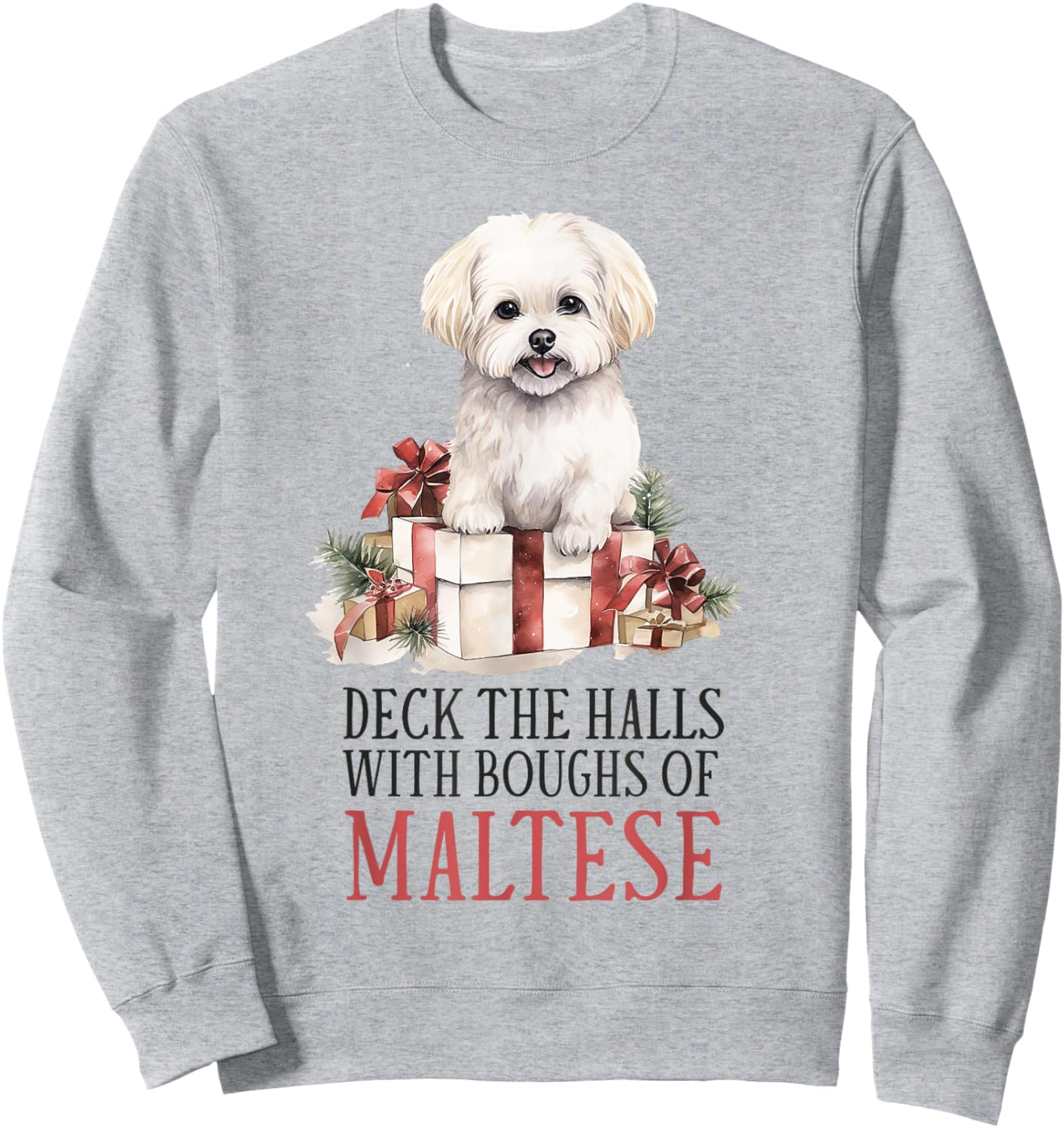 Maltese Dog Lover Christmas Xmas Sweatshirt - Sweatshirt | Ash