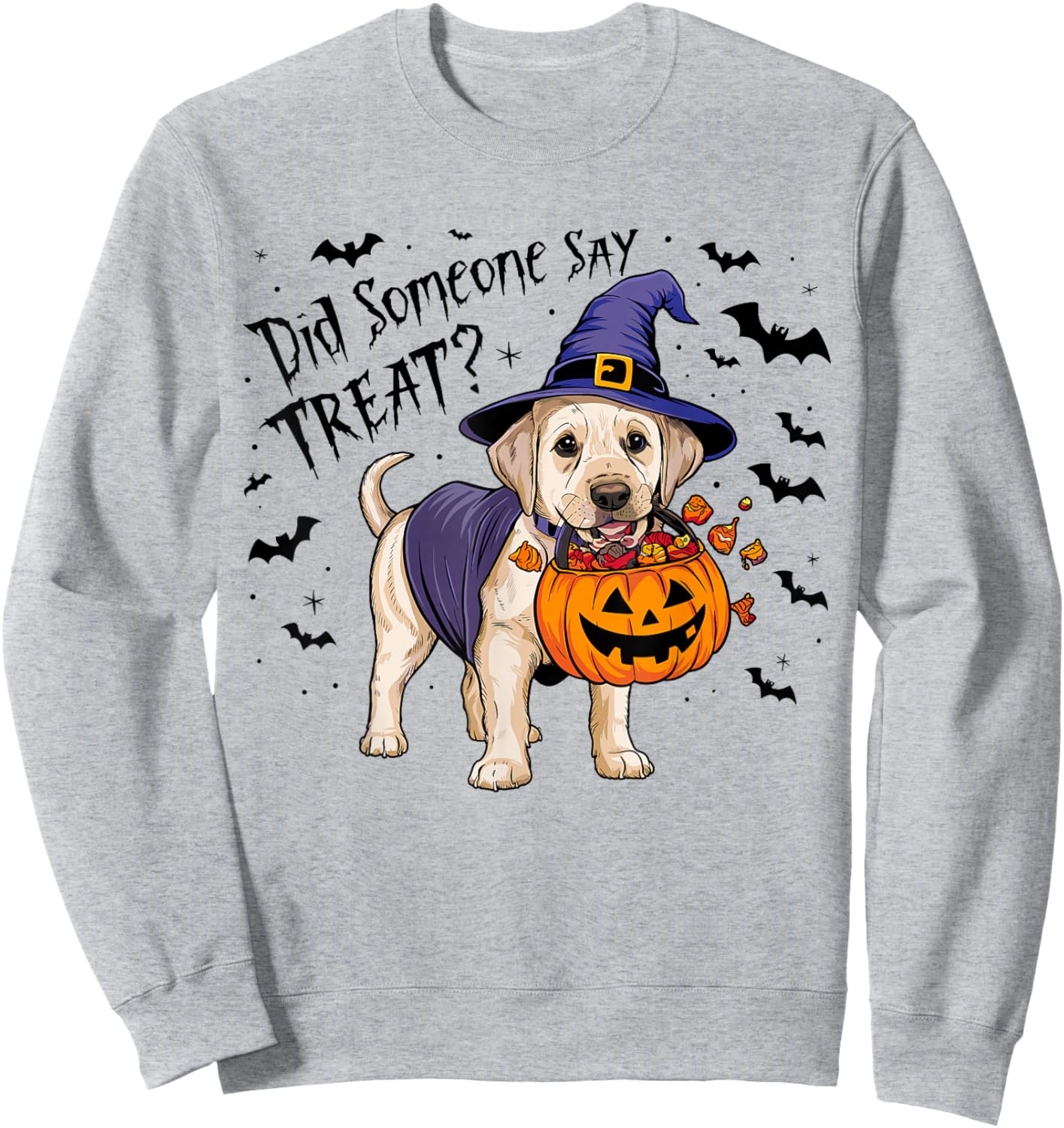 Did Someone Say Treat? Halloween Treat Labrador Witch Puppy Sweatshirt - Sweatshirt | Ash