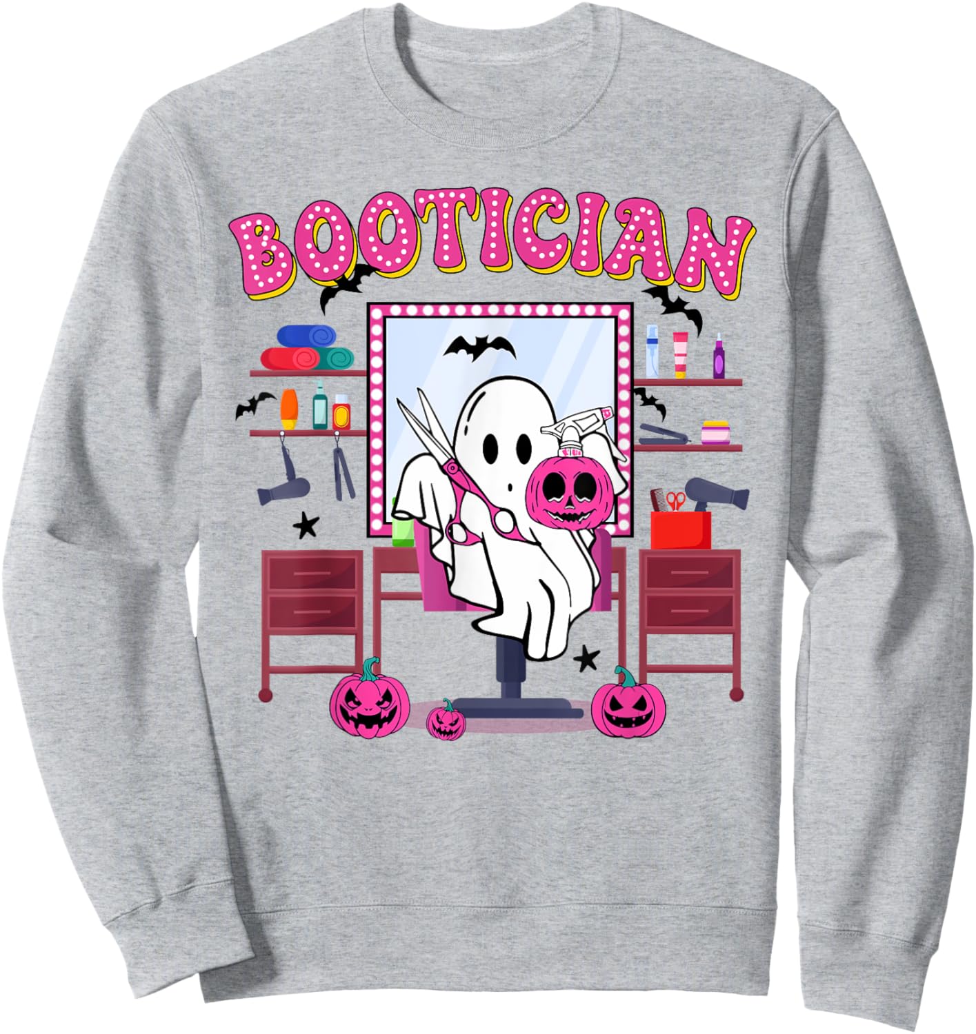 Bootician Halloween, Spooky Hair Stylist, Ghost Hair Dresser Sweatshirt - Sweatshirt | Ash