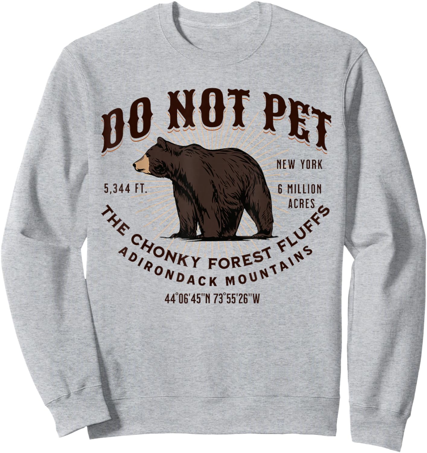 Adirondack Mountains New York Black Bear Funny Souvenir Sweatshirt - Sweatshirt | Ash