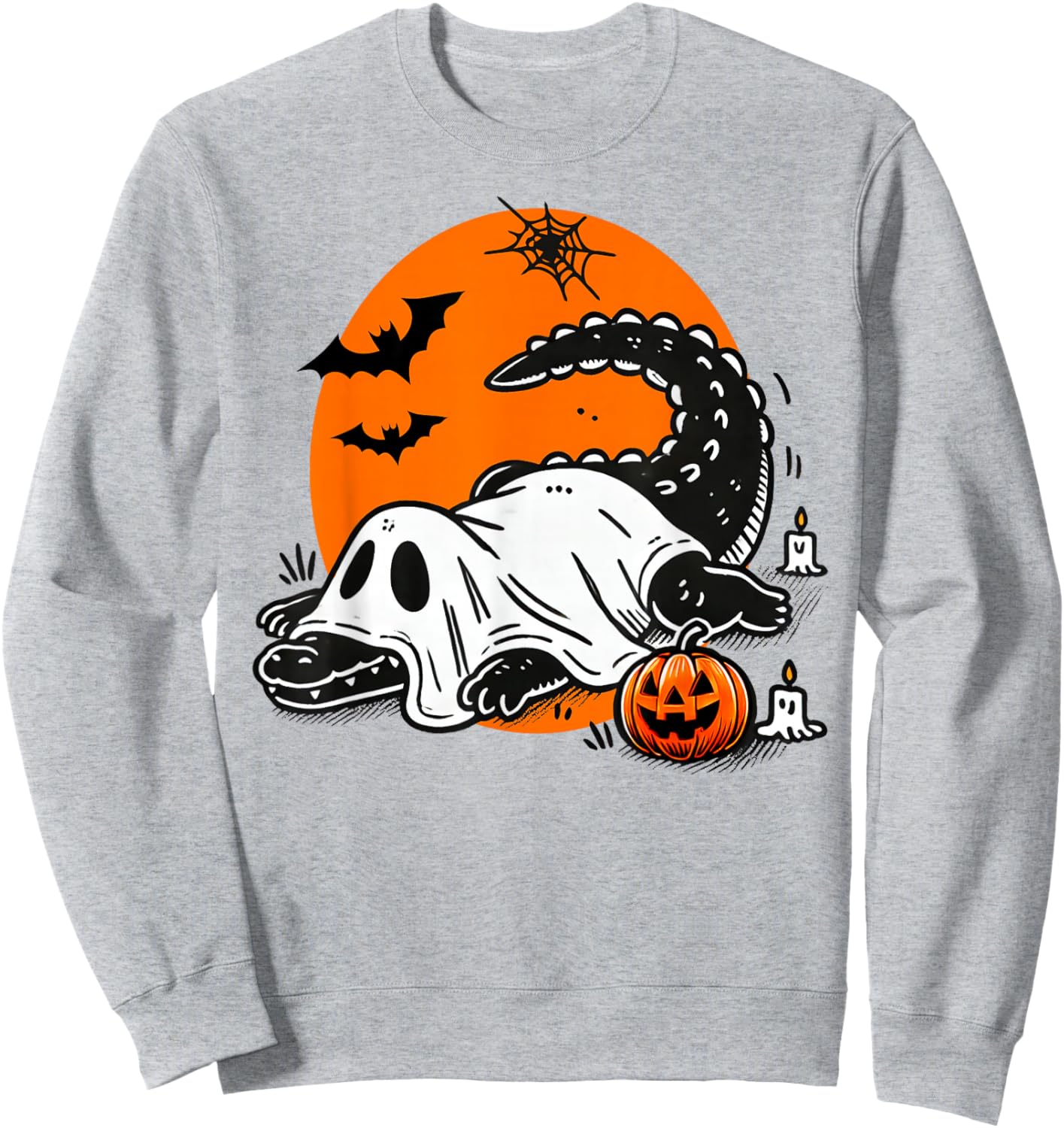 Funny Crocodile Ghost Costume Spooky Halloween Alligator Sweatshirt - Sweatshirt | Ash