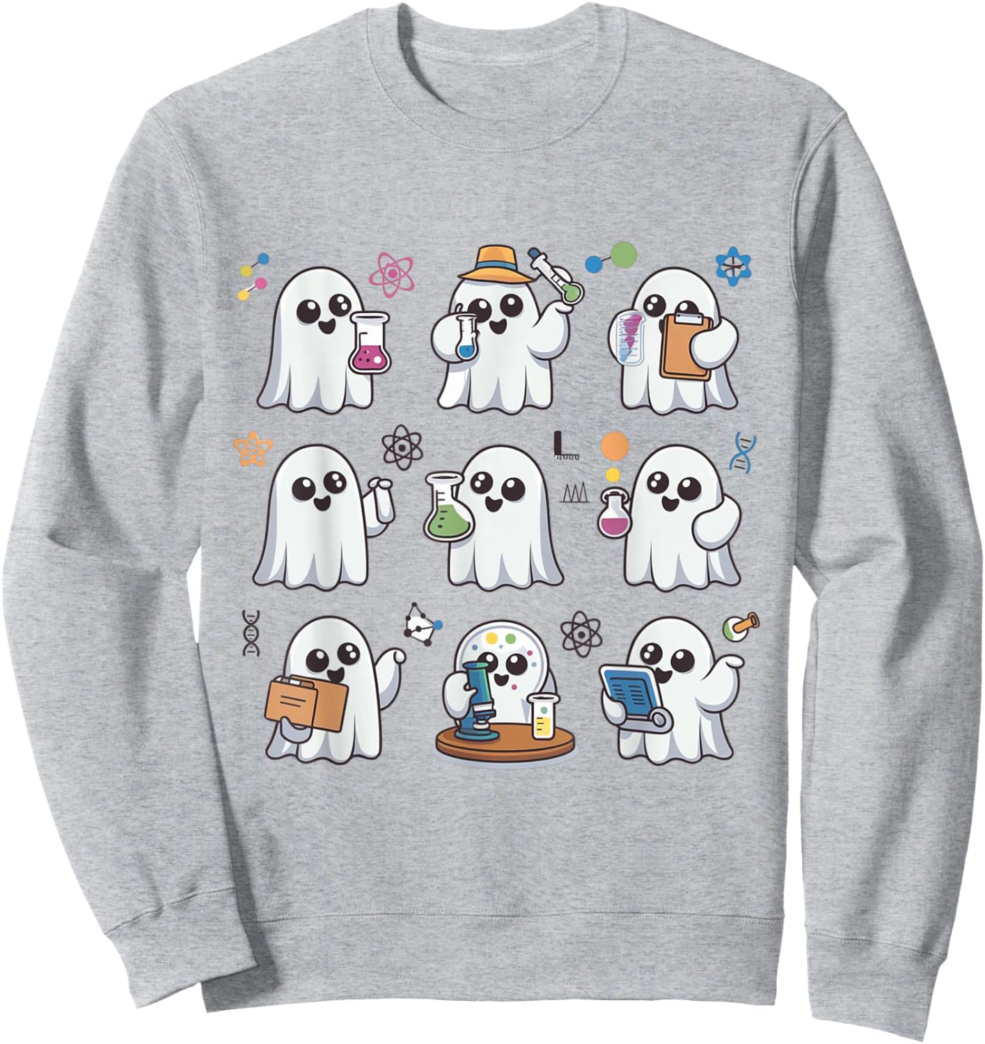 Ghost Science Teacher Chemistry Laboratory Halloween Costume Sweatshirt - Sweatshirt | Ash