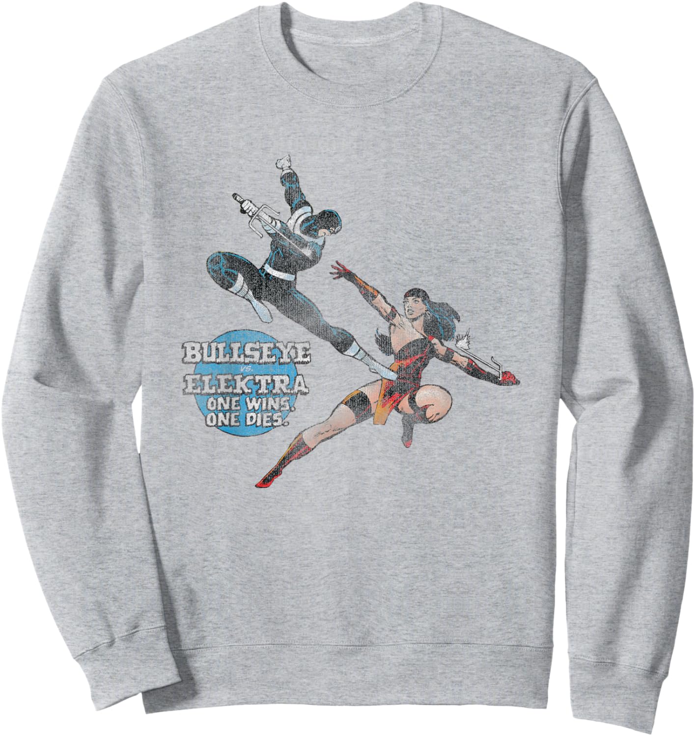 Marvel Iconic Bullseye Vs Elektra Retro Big Chest Poster Sweatshirt - Sweatshirt | Ash