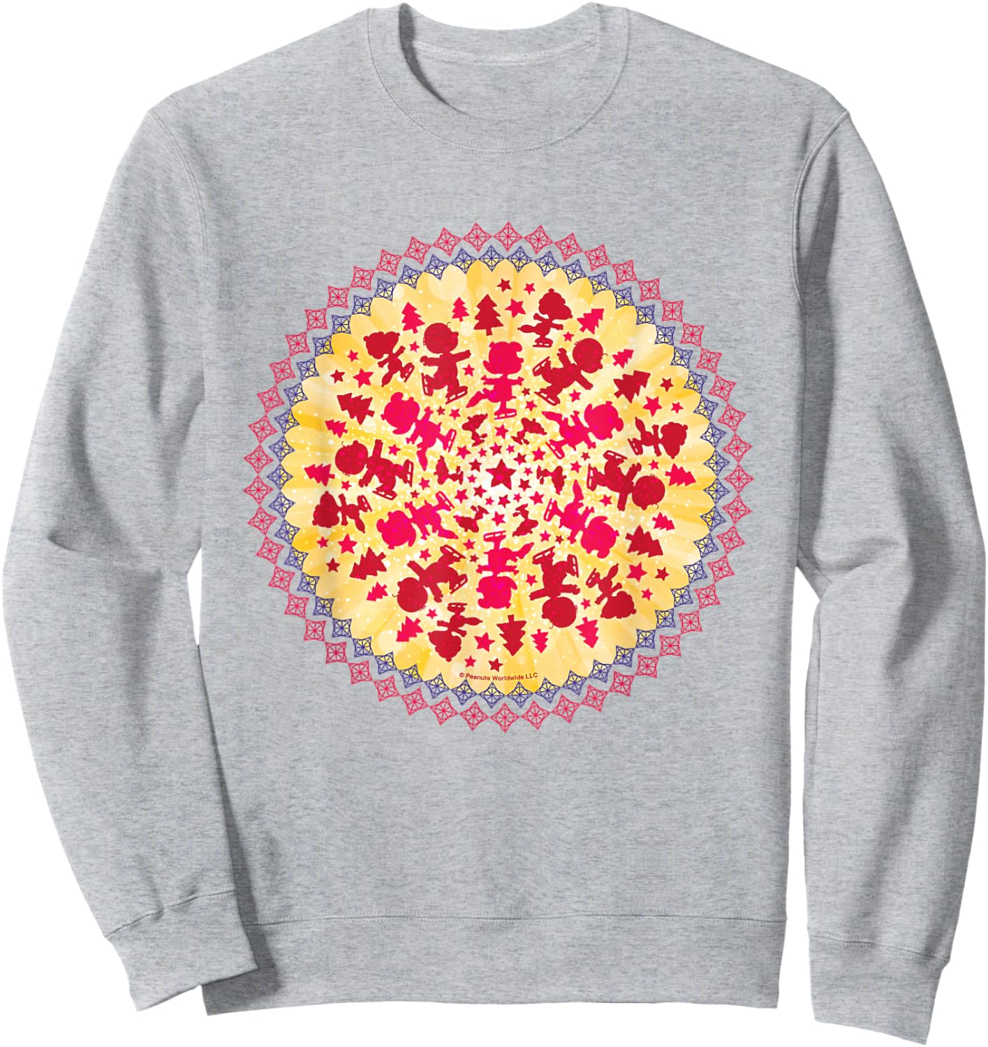 Peanuts Christmas Snoopy Symmetrical Ice Skating Sweatshirt - Sweatshirt | Ash
