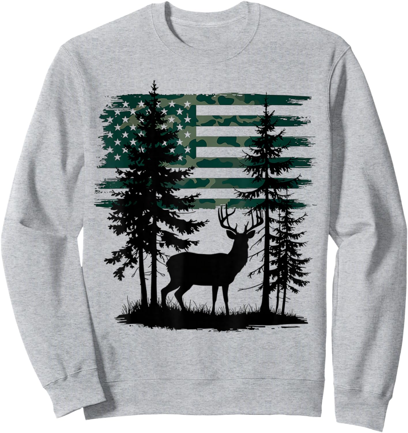 Men Kids Boys Hunting Shirt Deer Hunters Toddler Camo Flag Sweatshirt - Sweatshirt | Ash
