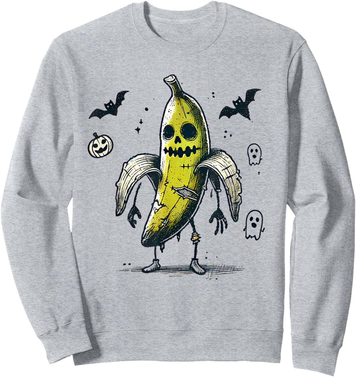 Halloween Banana Zombie Costume BanZomb Funny Halloween 2024 Sweatshirt - Sweatshirt | Ash