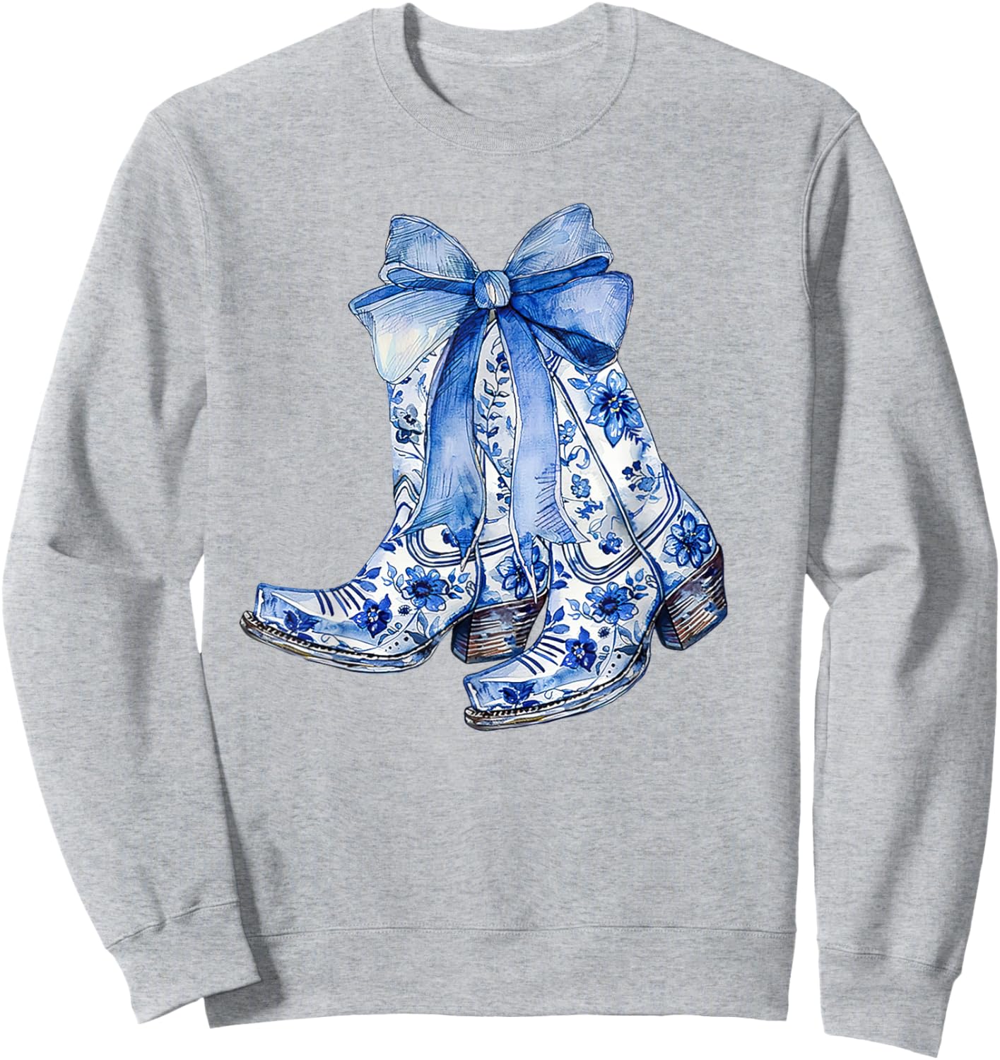Blue and White Coastal Cowgirl Boot Sweatshirt - Sweatshirt | Ash