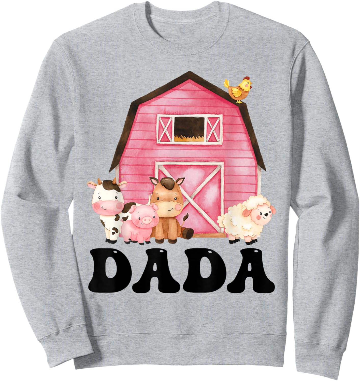 Funny Dada Farm Animals Birthday Theme Matching Family Sweatshirt - Sweatshirt | Ash