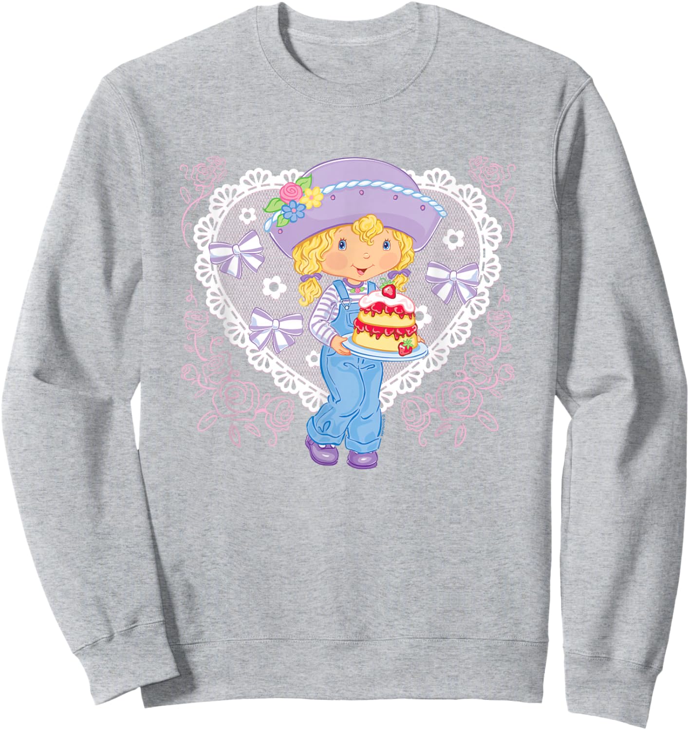 Strawberry Shortcake Cute Coquette Angelcake Big Chest Logo Sweatshirt - Sweatshirt | Ash