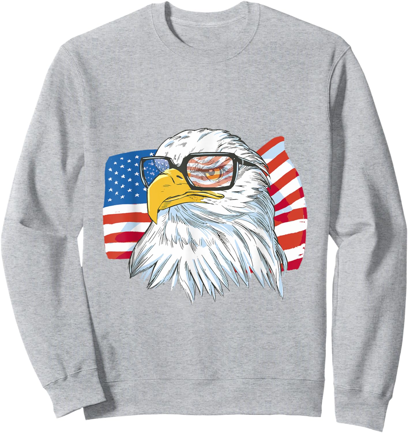 USA Bald Eagle Flag Patriotic Sweatshirt - Sweatshirt | Ash