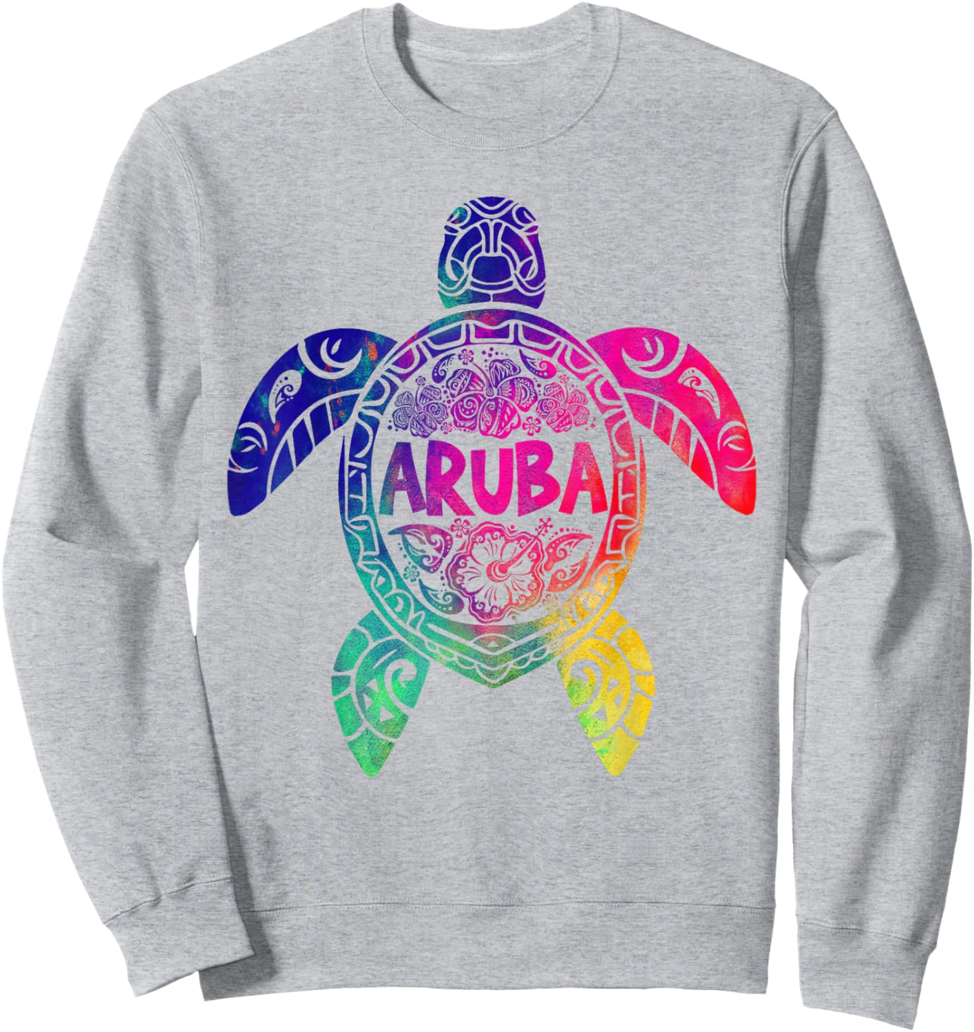 Tribal Aruba Tie Dye Sea Turtle Aruba Beach Vacation Sweatshirt - Sweatshirt | Ash