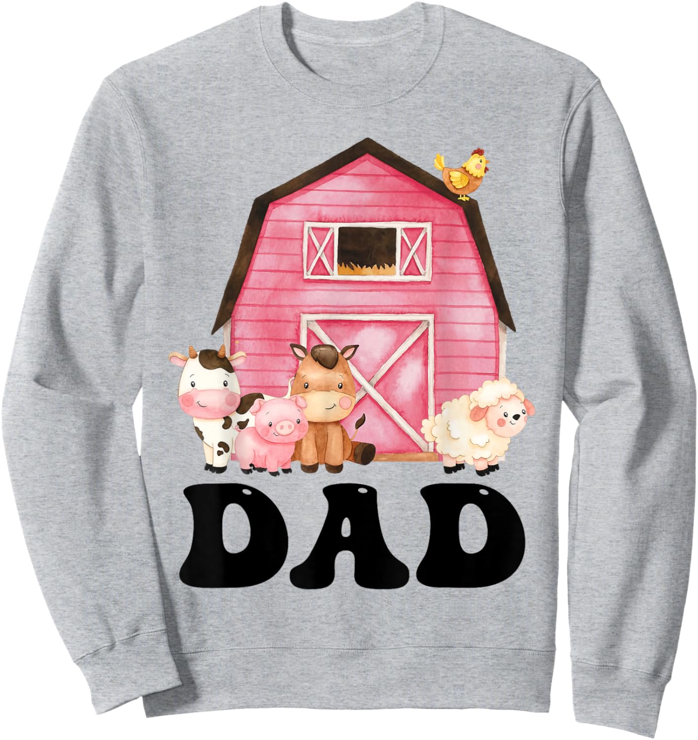 Funny Dad Farm Animals Birthday Theme Matching Family Sweatshirt - Sweatshirt | Ash