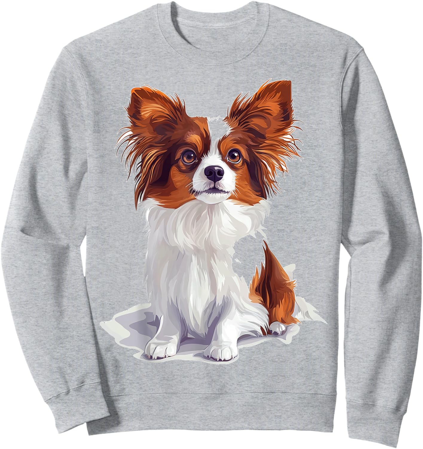 Papillon Dog Motif Pet Art Papillon Women Kids Sweatshirt - Sweatshirt | Ash