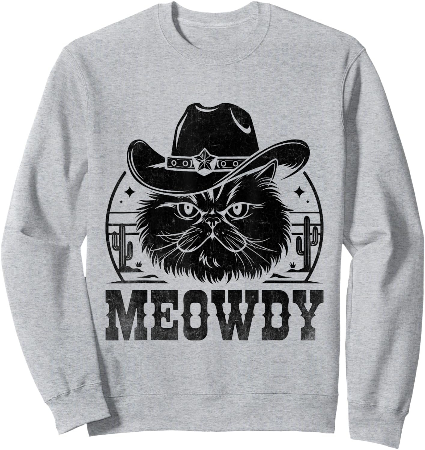 Meowdy Cowboy Persian Cat Persian Longhair Sweatshirt - Sweatshirt | Ash
