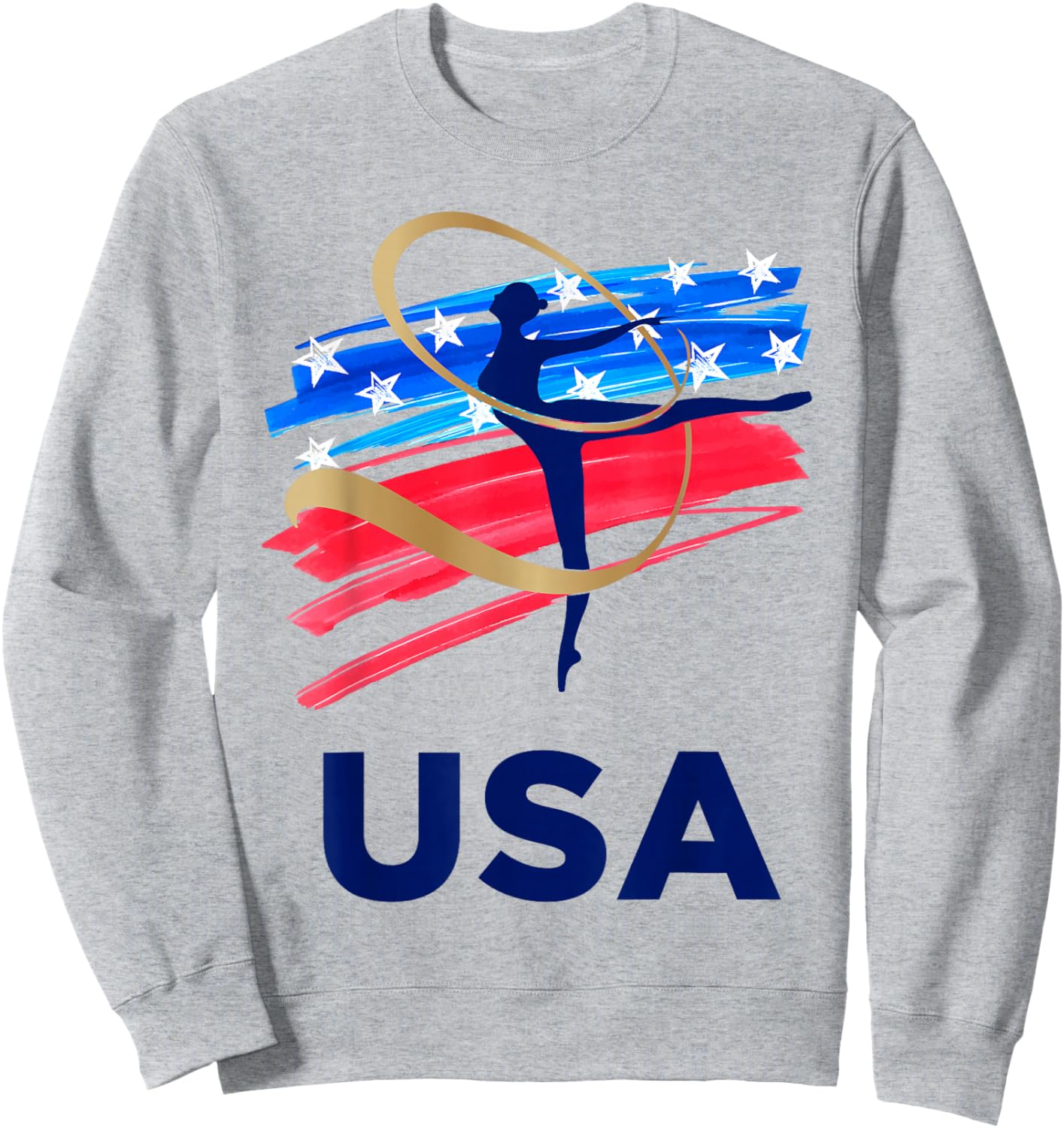 USA Sport Team Gear Summer Gymnastics White Small Classic Fit USA Flag Sweatshirt - Sweatshirt | Ash
