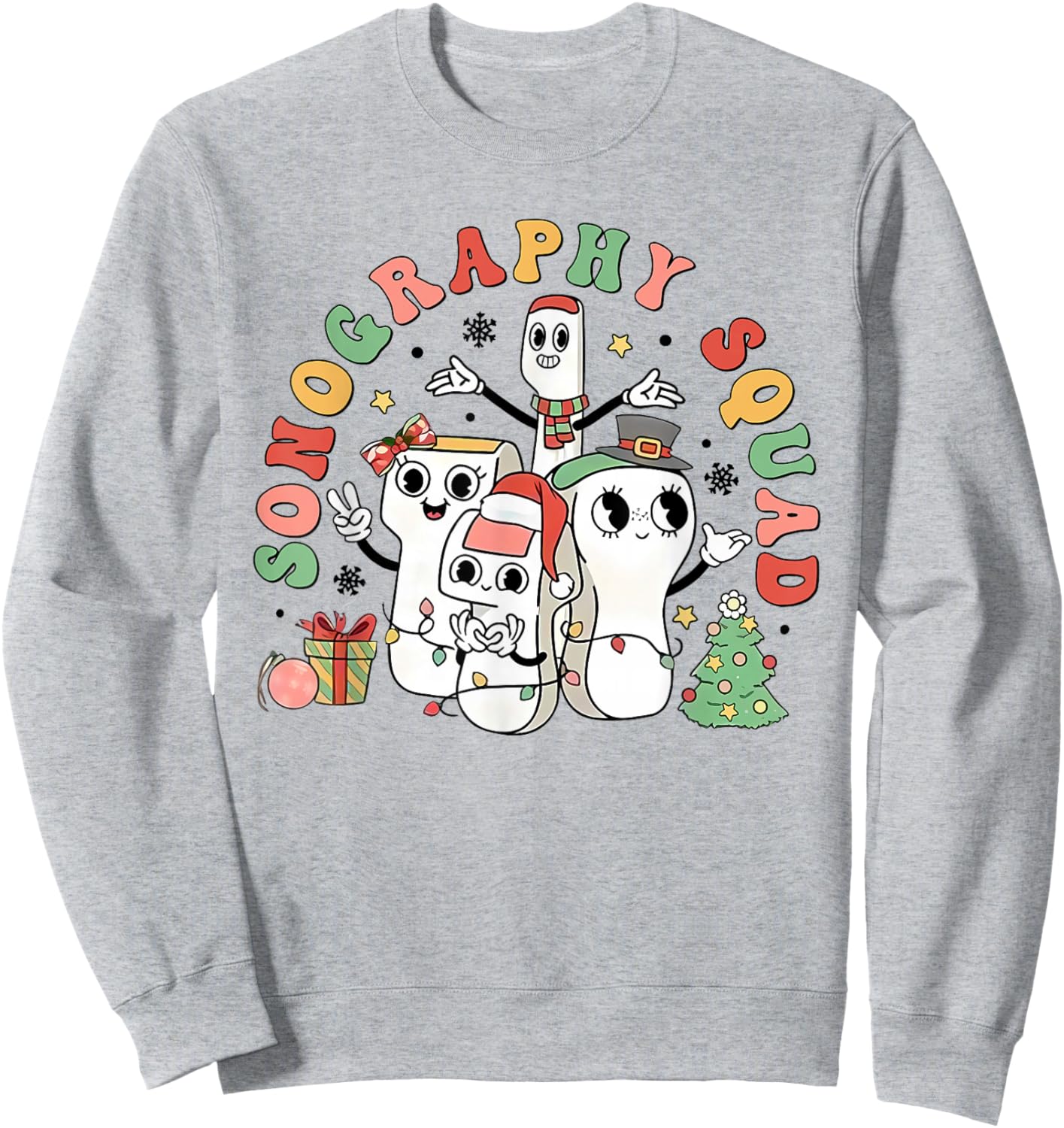 Sonography Squad Ultrasound Awareness Month Christmas Sweatshirt - Sweatshirt | Ash