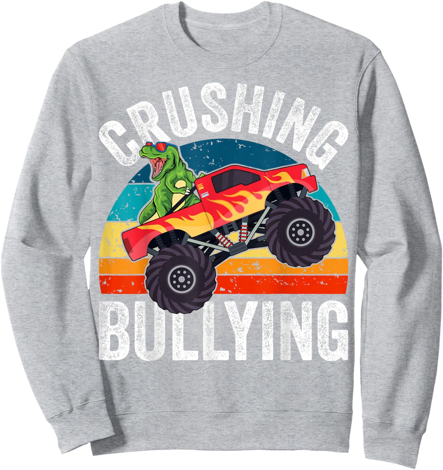 Crushing Bullying Monster Truck Kids Unity Day Orange Sweatshirt - Sweatshirt | Ash
