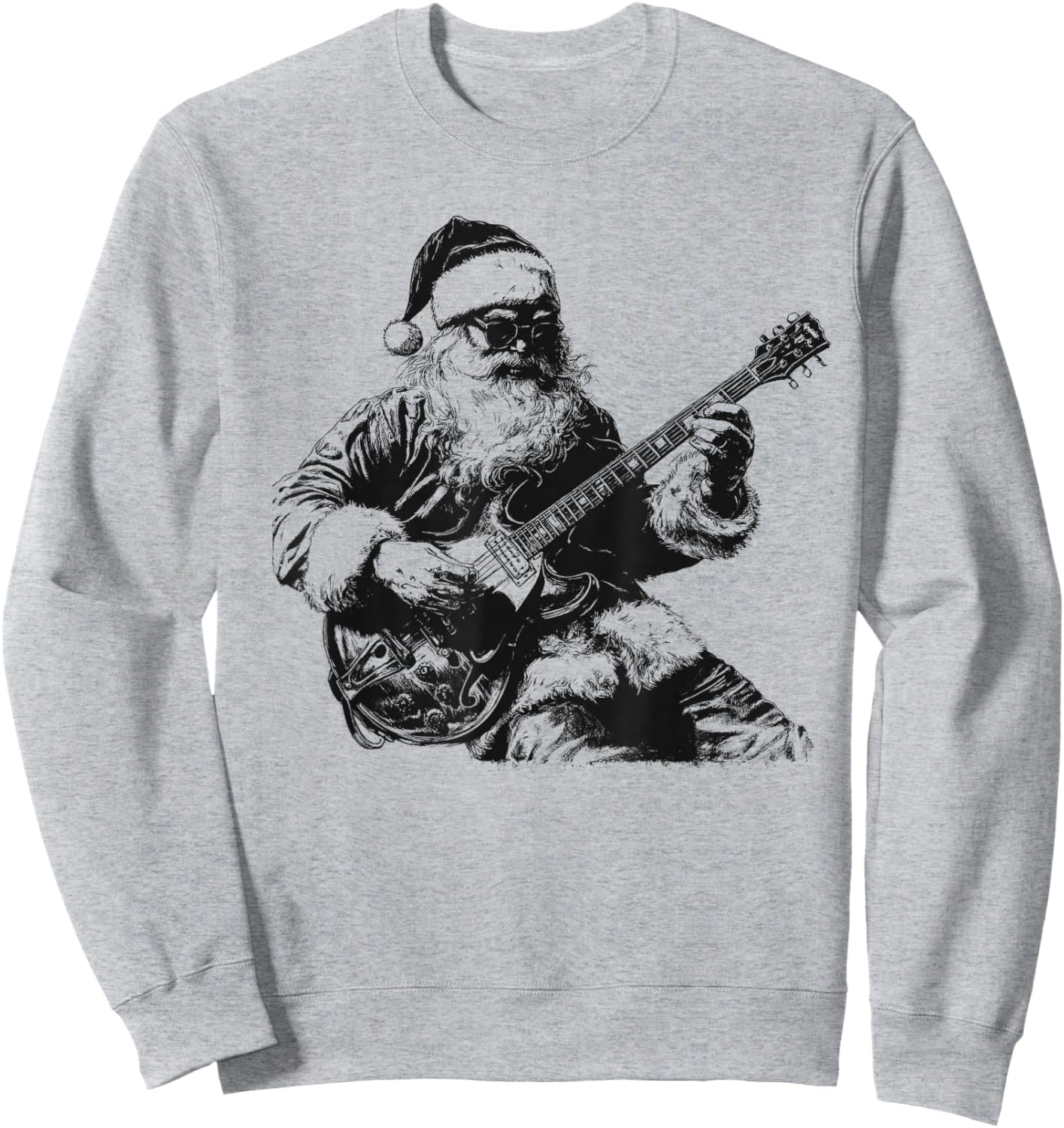 Christmas Rock Santa Rock and Roll Guitar Lover Sweatshirt - Sweatshirt | Ash