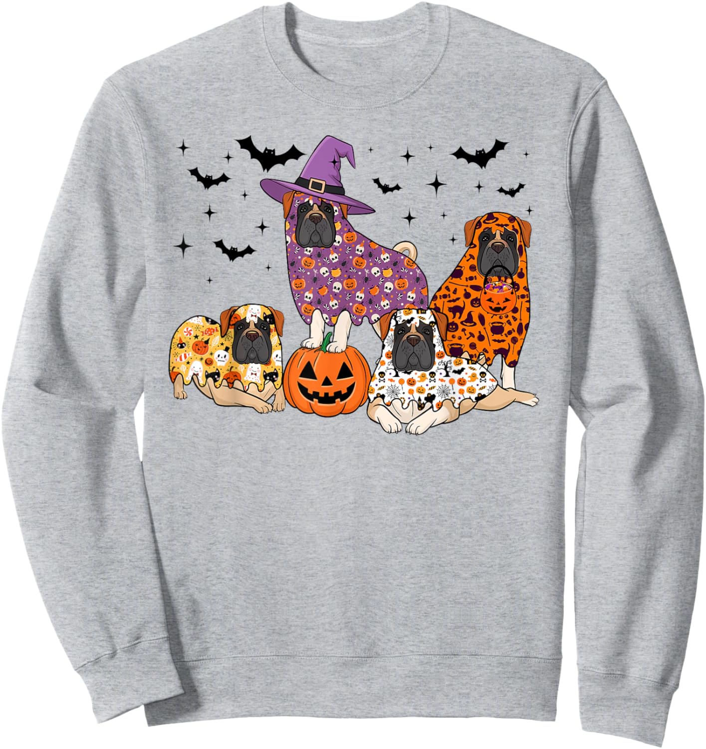Funny Halloween Ghost English Mastiff Boo Costume Spooky Dog Sweatshirt - Sweatshirt | Ash