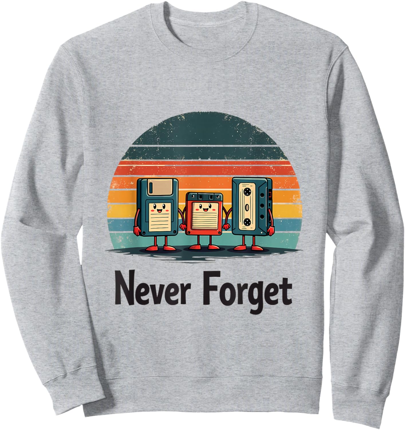 Never Forget Retro Floppy Cassette Tape Sweatshirt - Sweatshirt | Ash