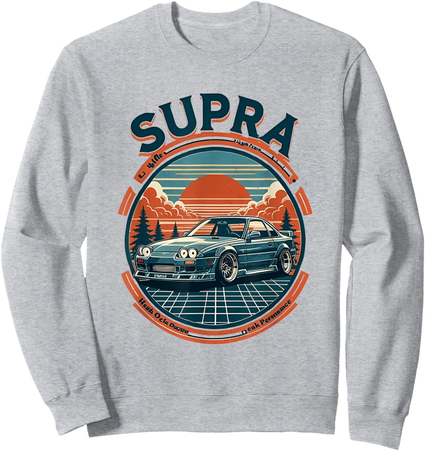 Retro 90s Supra Street Racing Drift Car Sweatshirt - Sweatshirt | Ash
