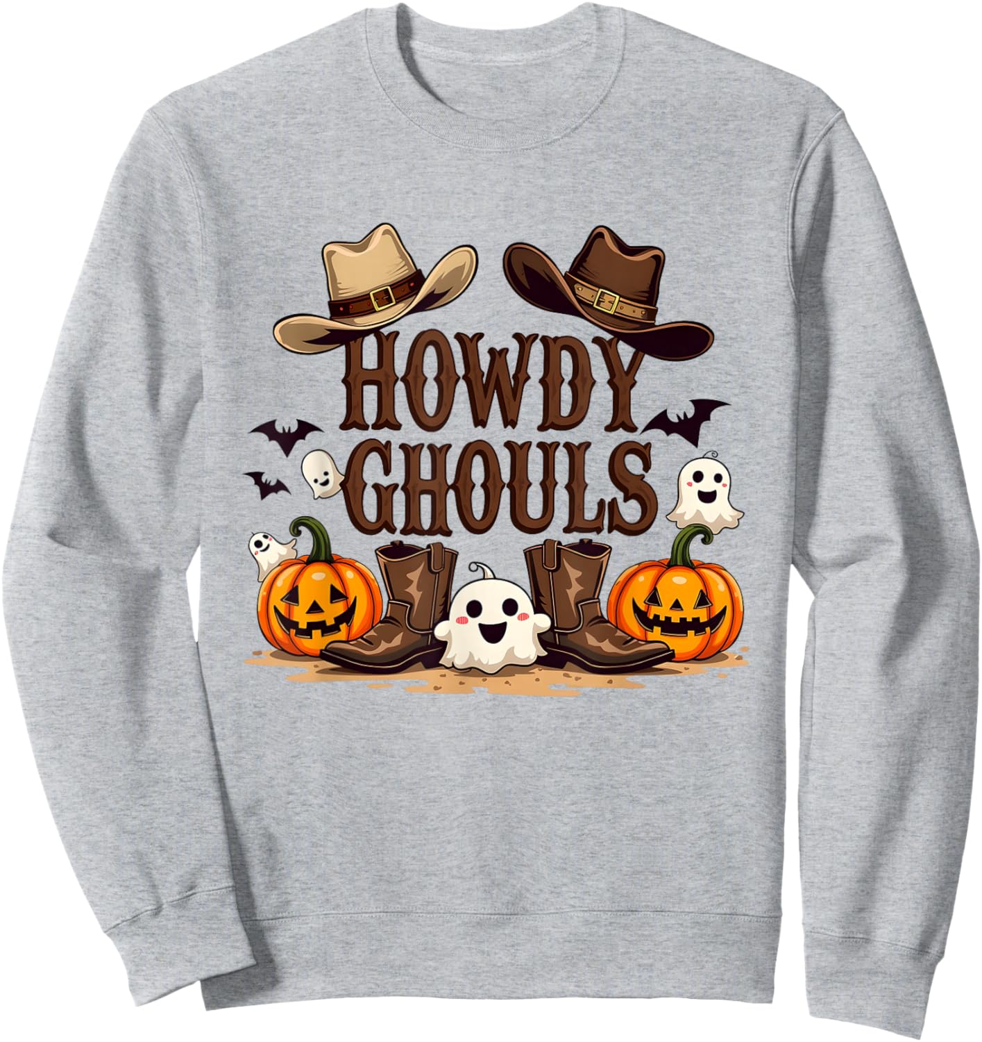Howdy Ghouls Party Decorations Halloween Cowboy Cowgirl Sweatshirt - Sweatshirt | Ash