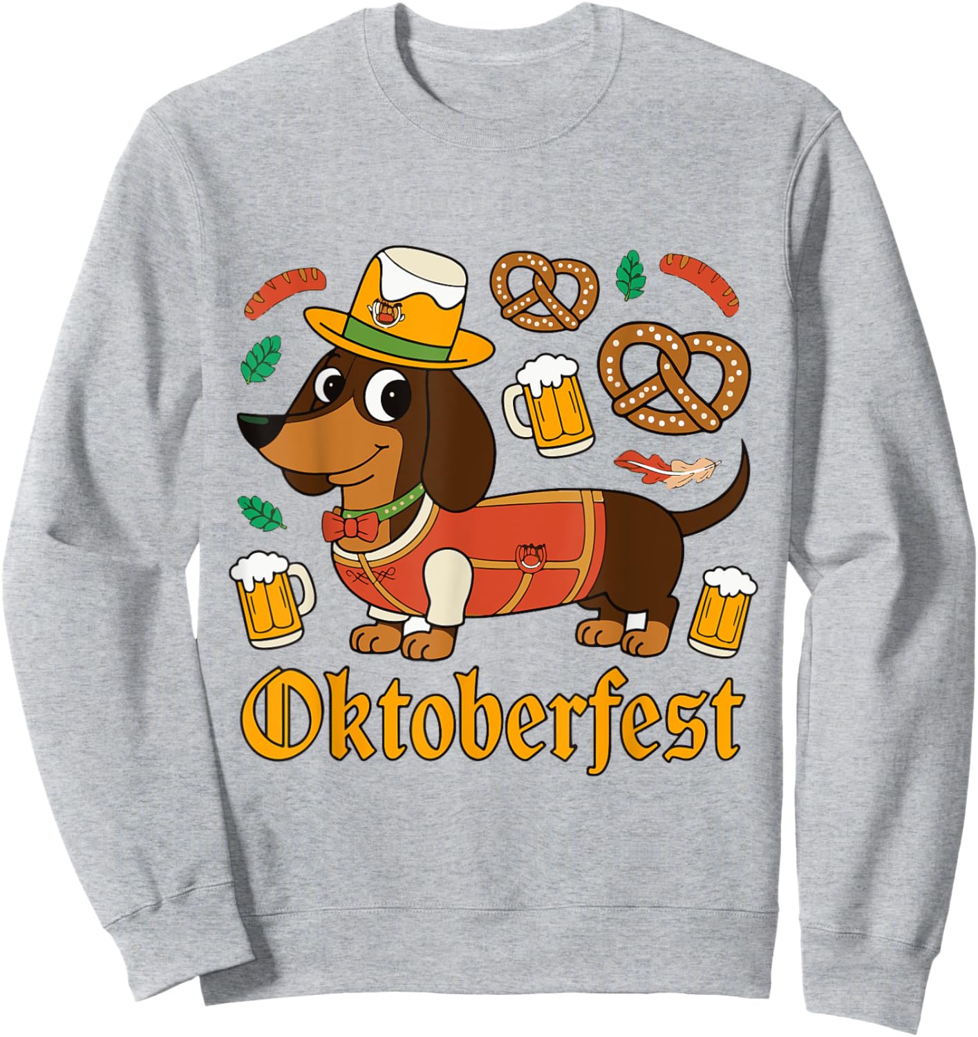 Oktoberfest Dachshund Cute Sausage Dog German Men Women Sweatshirt - Sweatshirt | Ash