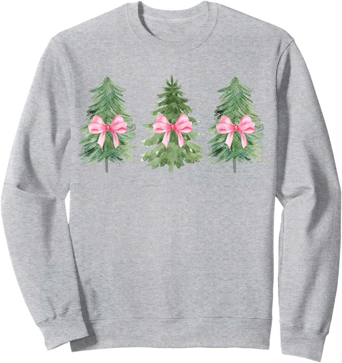 Christmas Tree Coquette Pink Bow Christmas Girly Women Girls Sweatshirt - Sweatshirt | Ash