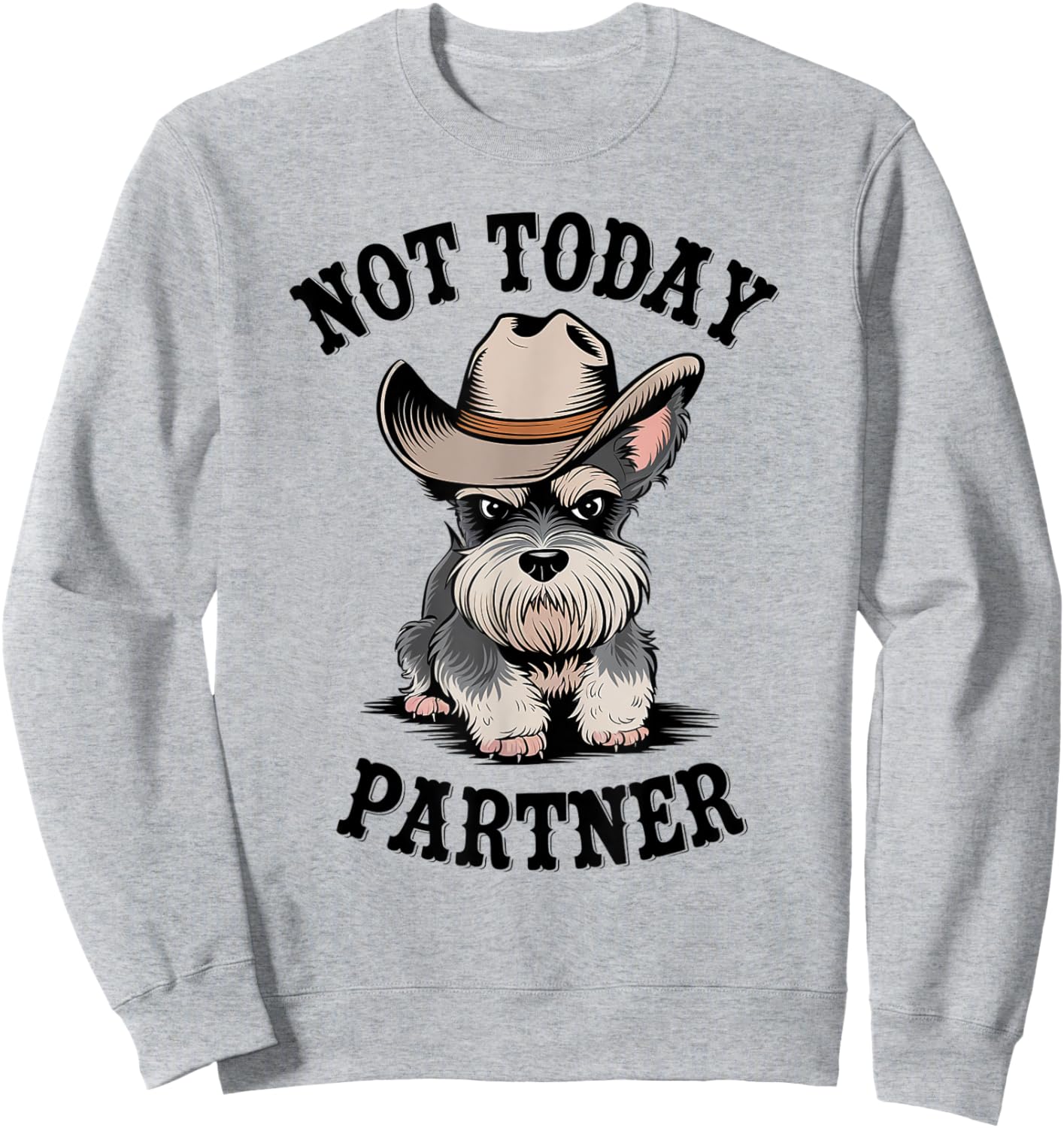 Not Today Partner Miniature Schnauzer Cowboy Dog Western Sweatshirt - Sweatshirt | Ash