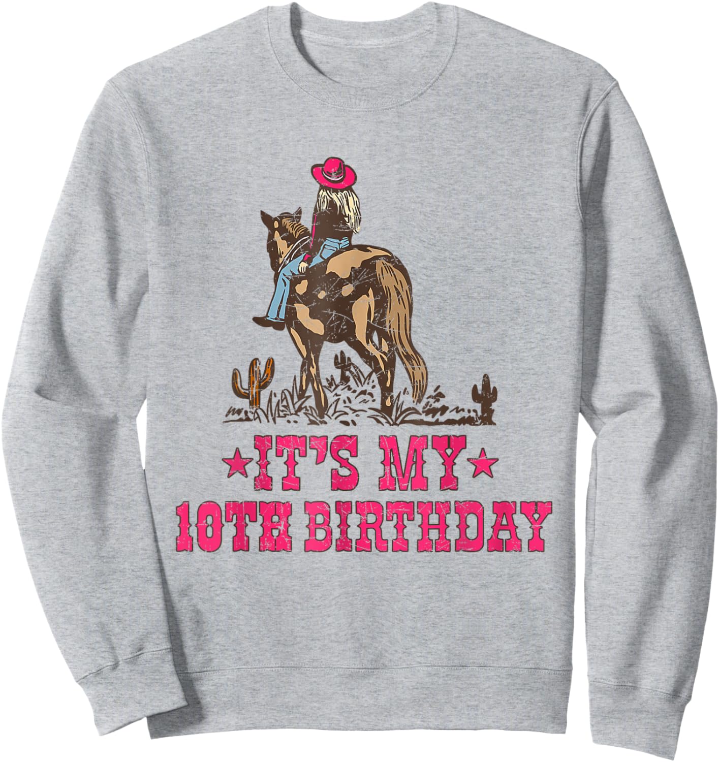 10 Year Old Cowgirl Riding Horse It's my 10th Birthday Sweatshirt - Sweatshirt | Ash