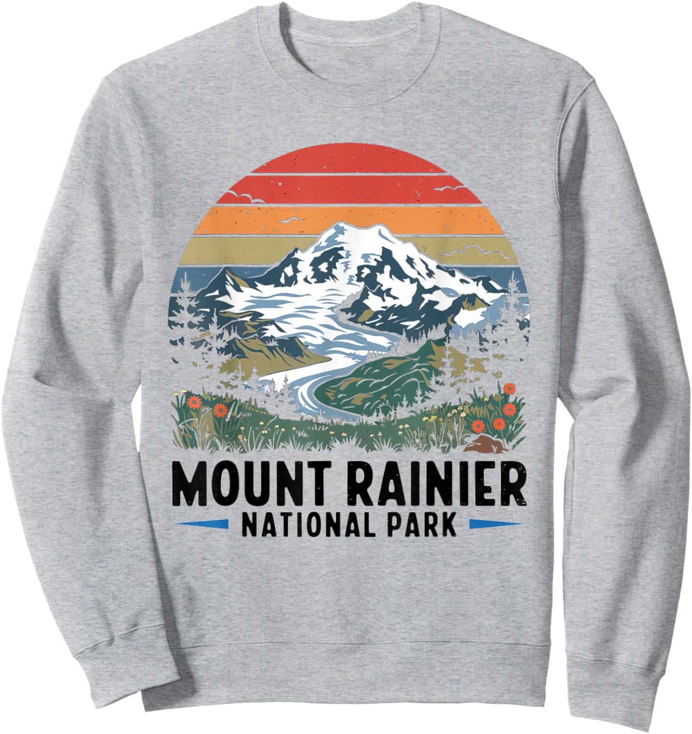 Mount Rainier National Park Retro Washington Adventure Sweatshirt - Sweatshirt | Ash