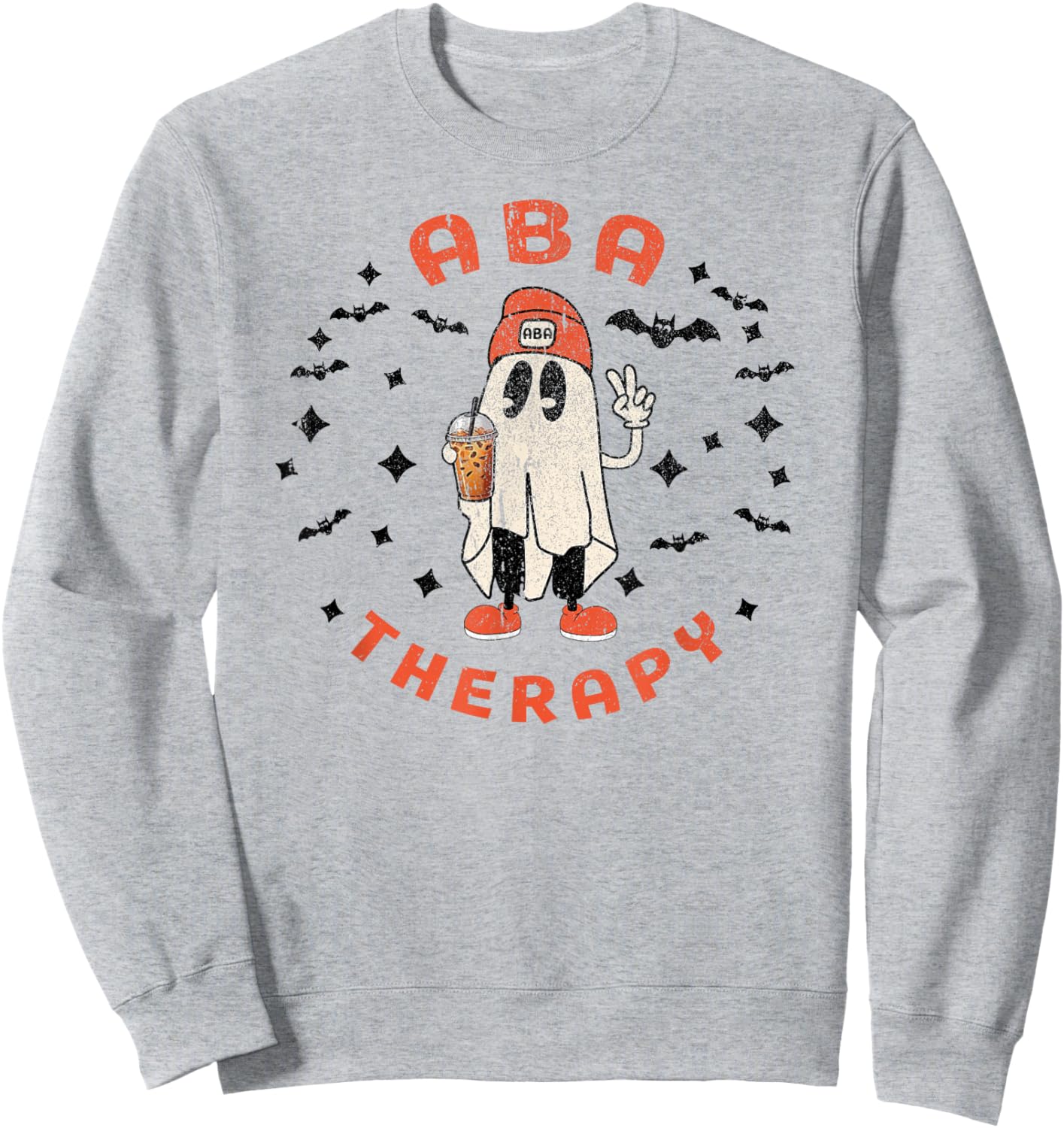 Halloween ABA Therapy Therapist Behavior Autism Ghost Fall Sweatshirt - Sweatshirt | Ash