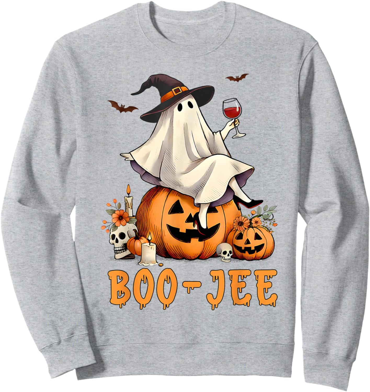 Funny Boo-Jee Ghost Halloween Boo Jee Ghost Spooky Season Sweatshirt - Sweatshirt | Ash