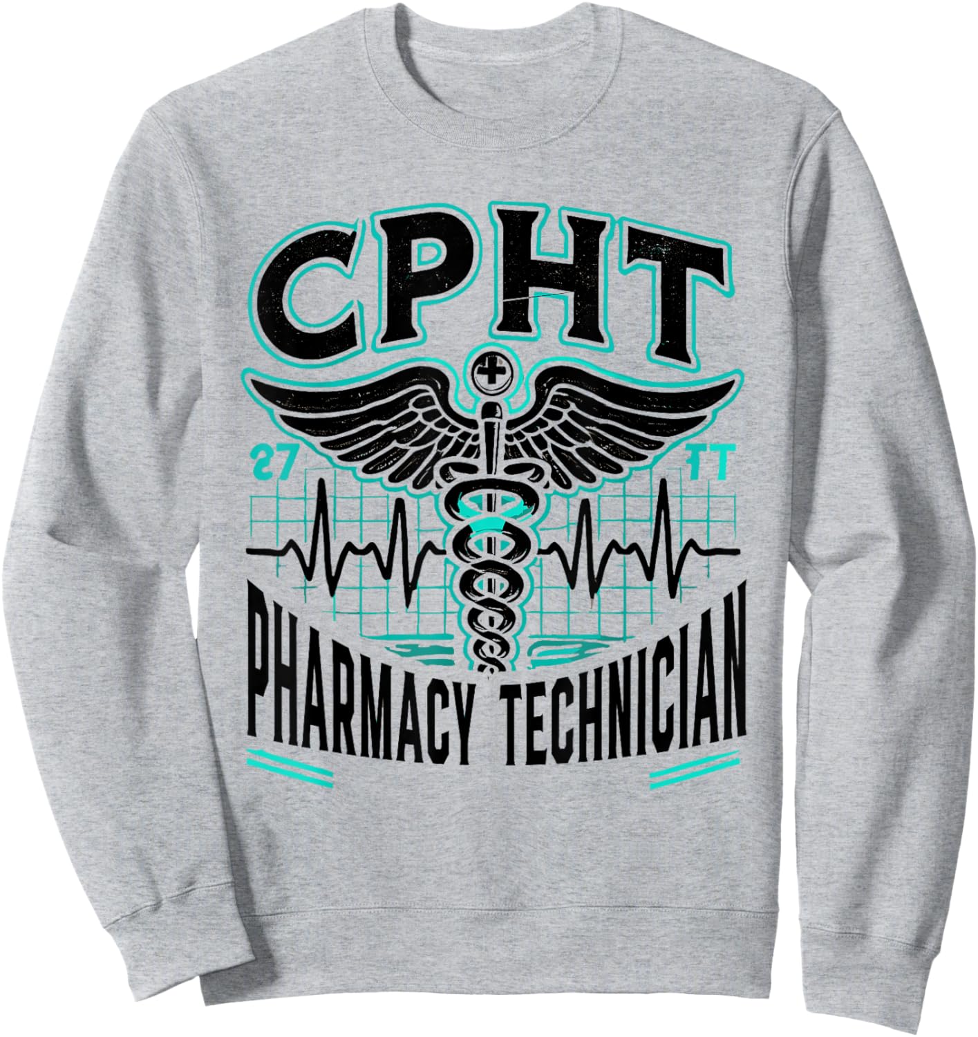 CPHT Pharmacy Technician Pharmacist Heartbeat Sweatshirt - Sweatshirt | Ash