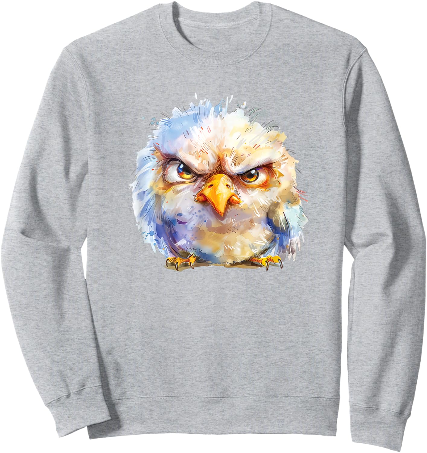A Cute Little Bird With Angry Face In Watercolor Sweatshirt - Sweatshirt | Ash