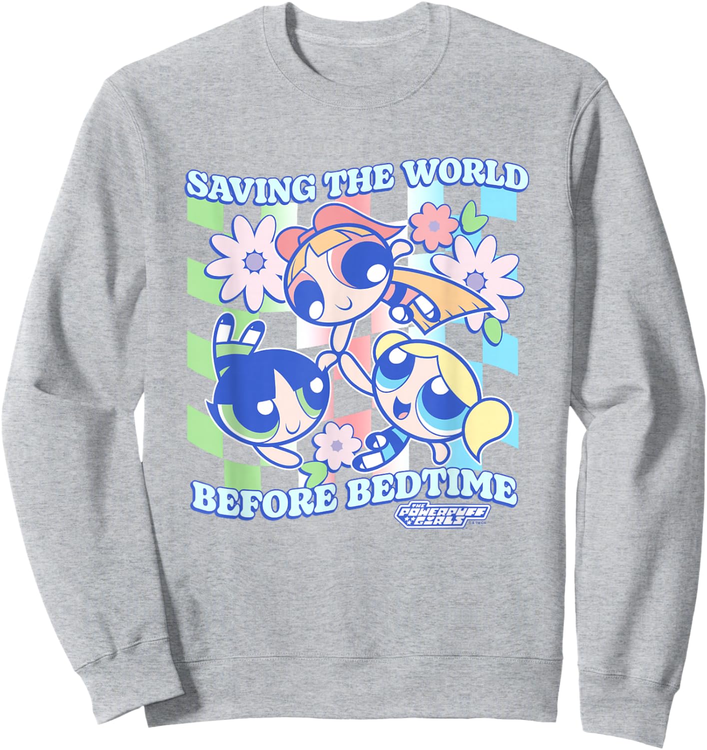 The Powerpuff Girls Saving The World Before Bedtime Vintage Sweatshirt - Sweatshirt | Ash