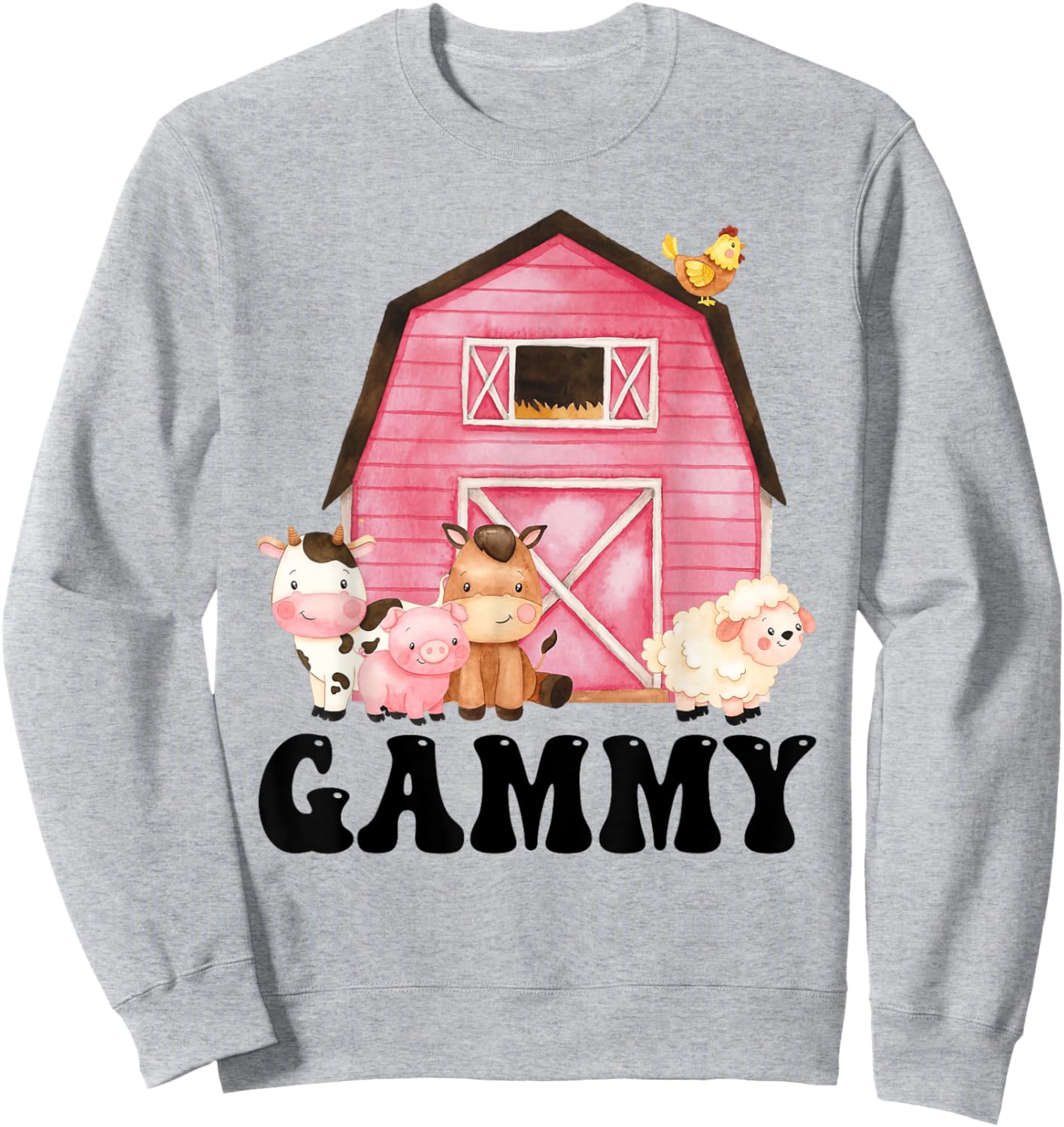 Funny Gammy Farm Animals Birthday Theme Matching Family Sweatshirt - Sweatshirt | Ash