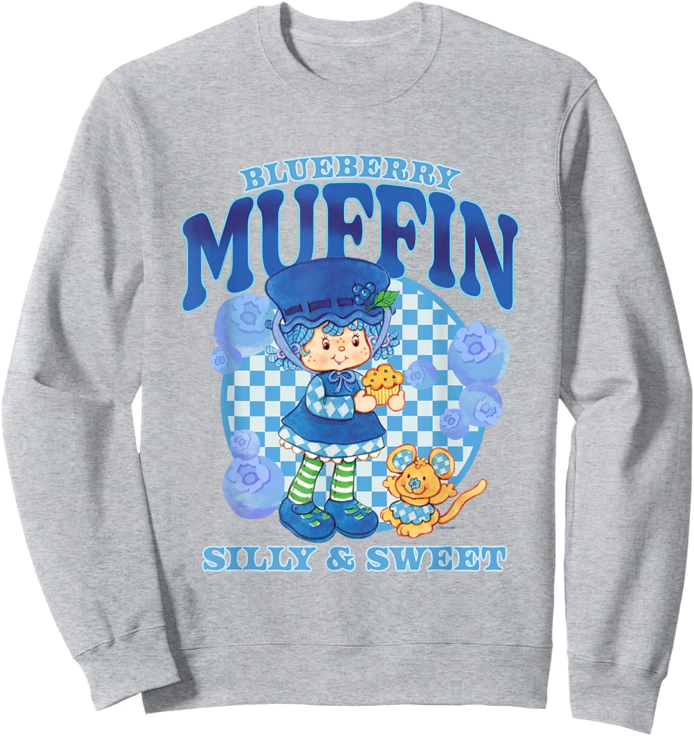 Strawberry Shortcake Blueberry Muffin Silly Sweet Retro Logo Sweatshirt - Sweatshirt | Ash