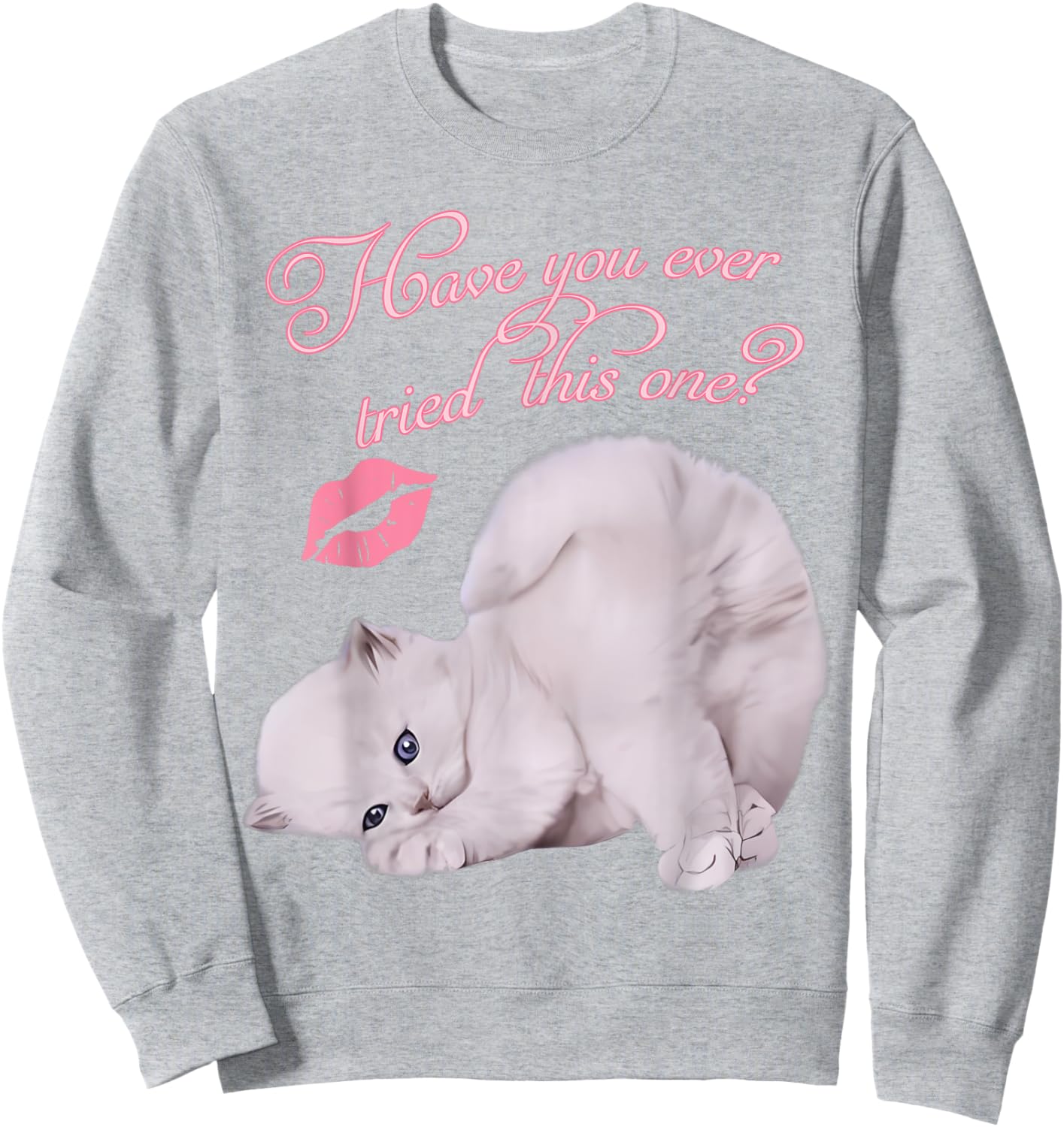 Carpenter Funny Espresso Sweet Adult Cute Cat Kitten Graphic White Small Modern Graphic Cartoon Classic Fit Imported Polyester 100% Machine Wash Spring Summer Short Sleeve Sweatshirt - Sweatshirt | Ash