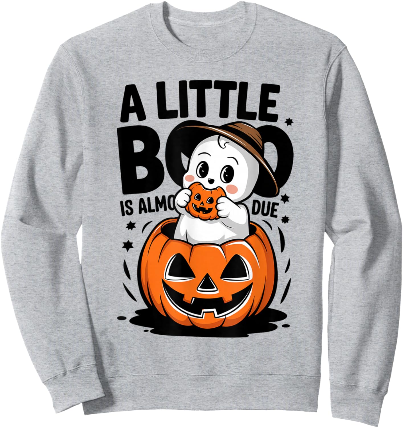 Little Boo Is Almost Due Halloween Pregnant Baby Ghost Sweatshirt - Sweatshirt | Ash